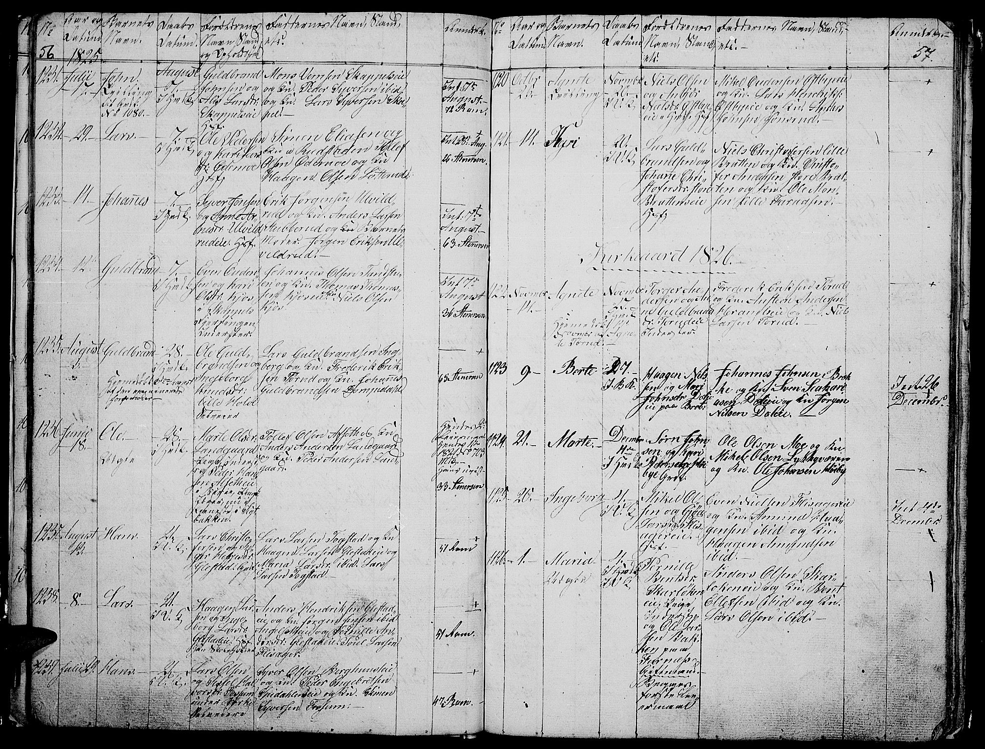 Ringsaker prestekontor, AV/SAH-PREST-014/L/La/L0003: Parish register (copy) no. 3, 1824-1826, p. 56-57