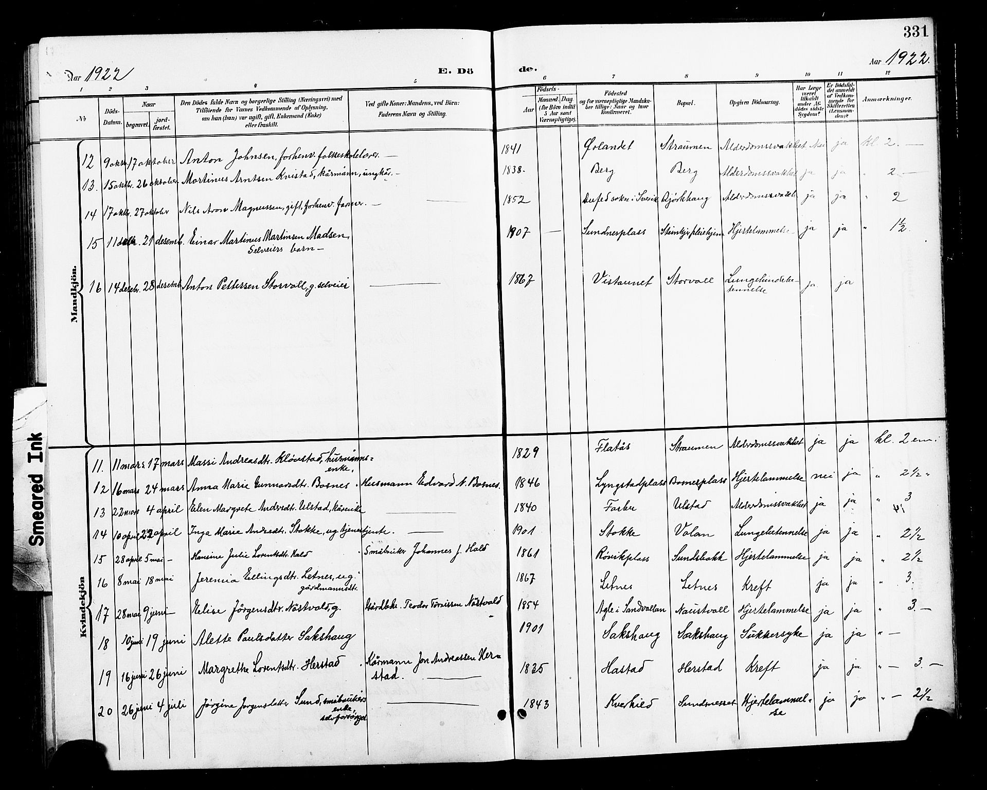 Ministerialprotokoller, klokkerbøker og fødselsregistre - Nord-Trøndelag, SAT/A-1458/730/L0302: Parish register (copy) no. 730C05, 1898-1924, p. 331