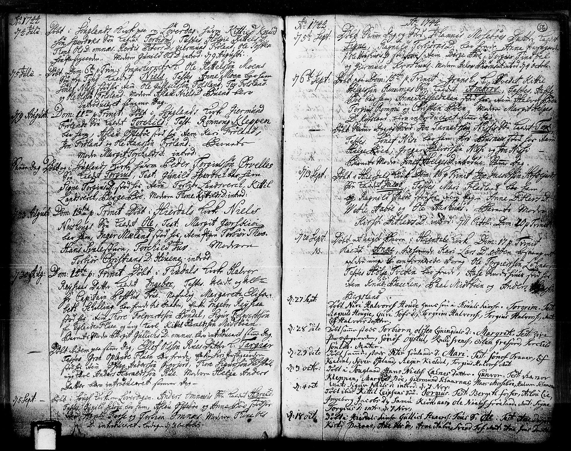 Hjartdal kirkebøker, SAKO/A-270/F/Fa/L0003: Parish register (official) no. I 3, 1727-1775, p. 56