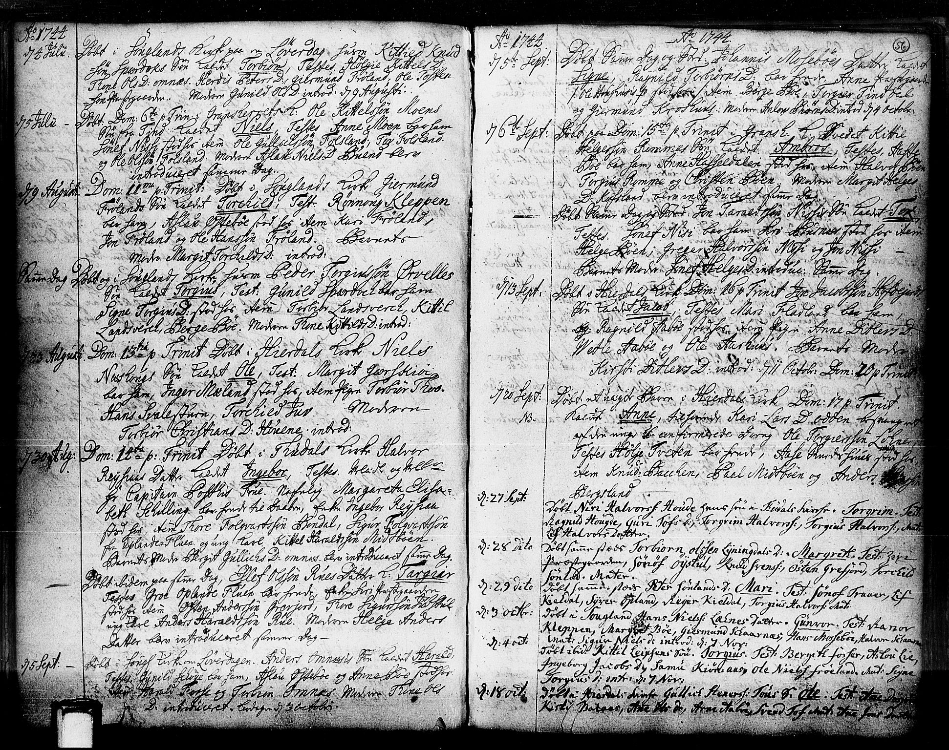 Hjartdal kirkebøker, AV/SAKO-A-270/F/Fa/L0003: Parish register (official) no. I 3, 1727-1775, p. 56