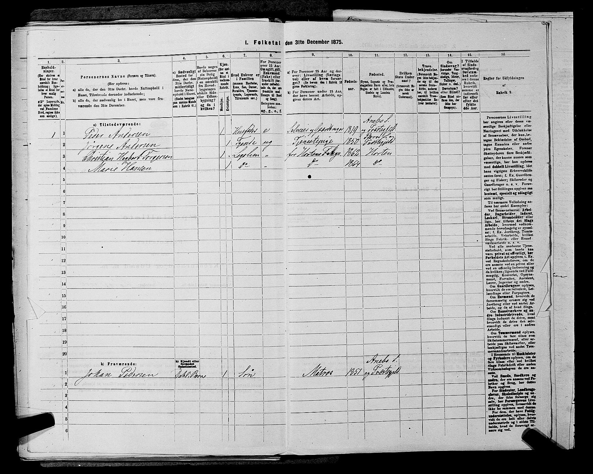 SAKO, 1875 census for 0717L Borre/Borre og Nykirke, 1875, p. 498