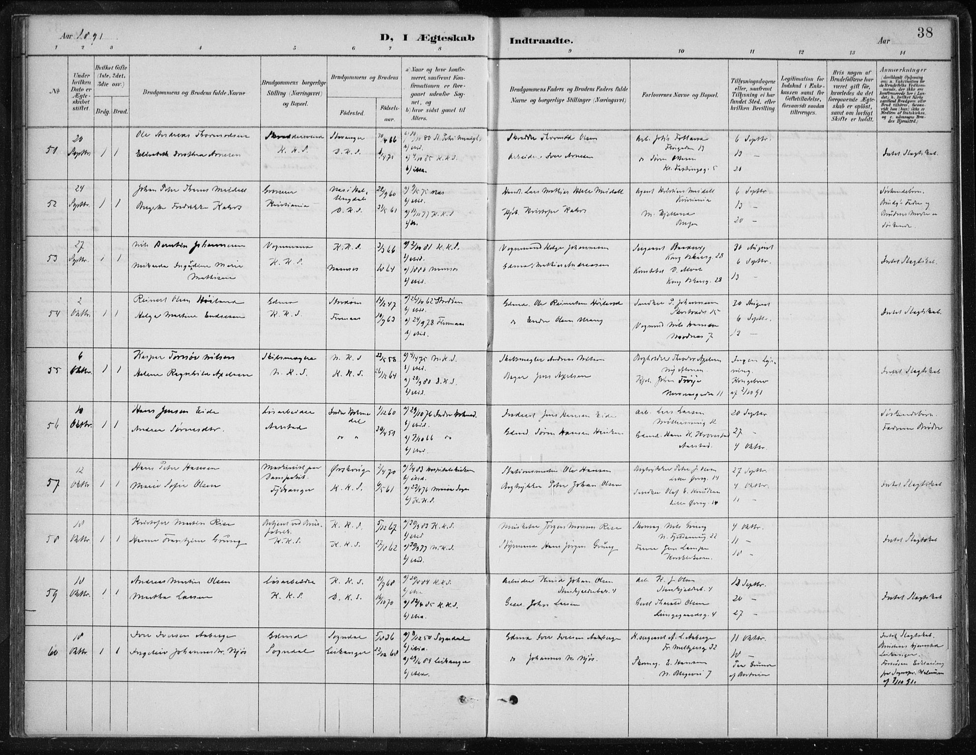 Korskirken sokneprestembete, AV/SAB-A-76101/H/Hab: Parish register (copy) no. D 3, 1887-1906, p. 38
