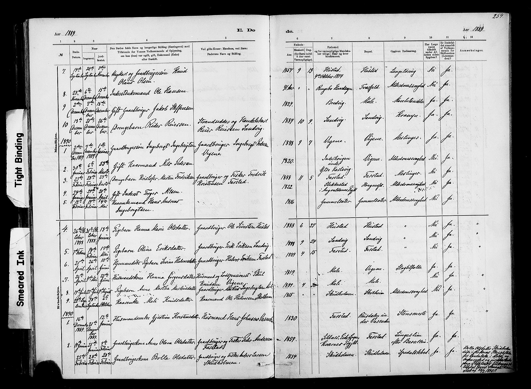 Ministerialprotokoller, klokkerbøker og fødselsregistre - Møre og Romsdal, AV/SAT-A-1454/567/L0778: Parish register (official) no. 567A01, 1881-1903, p. 254