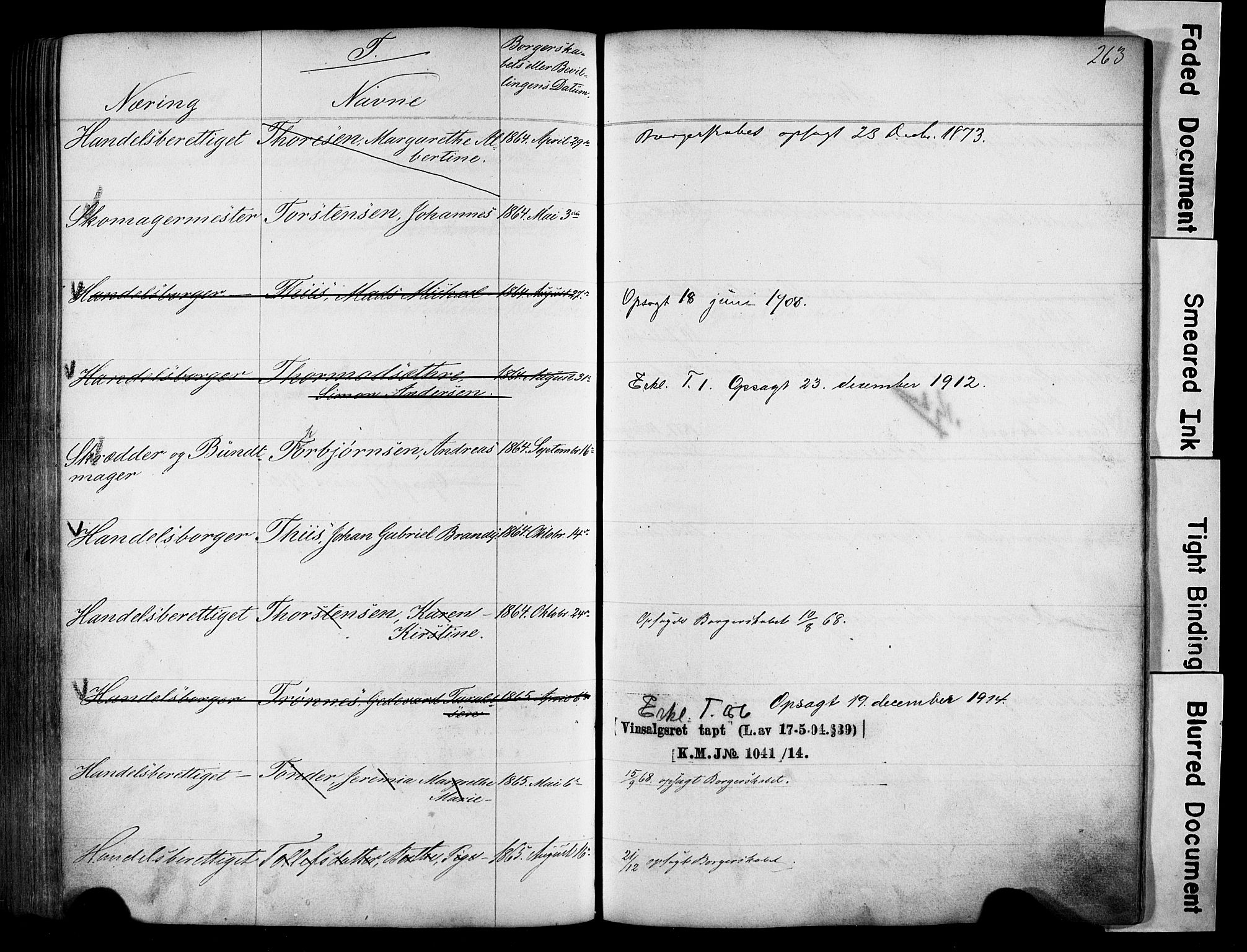 Kristiania magistrat, SAO/A-10711/F/Fb/L0004: Borgerrulle, 1860-1879, p. 265