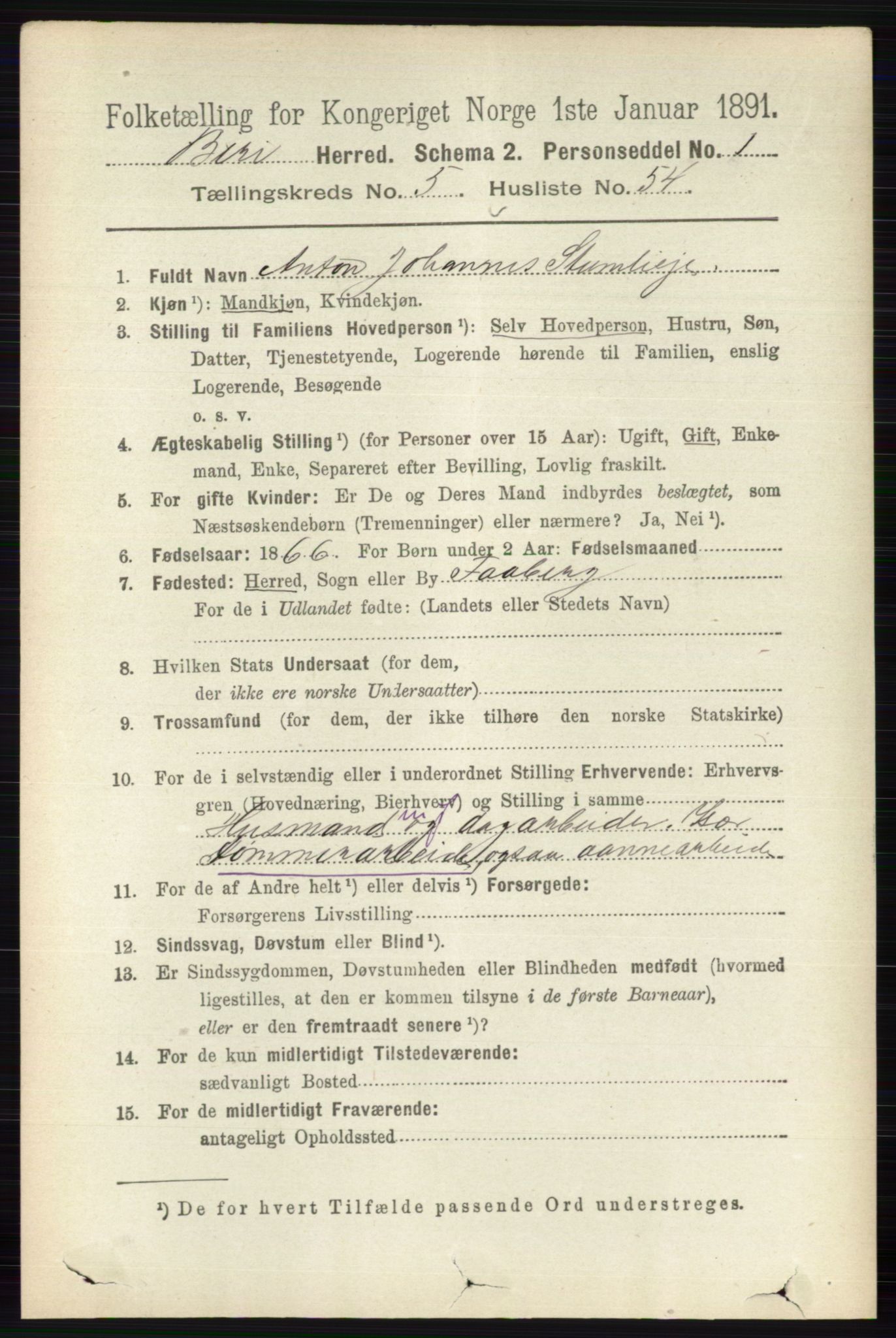 RA, 1891 census for 0525 Biri, 1891, p. 2071