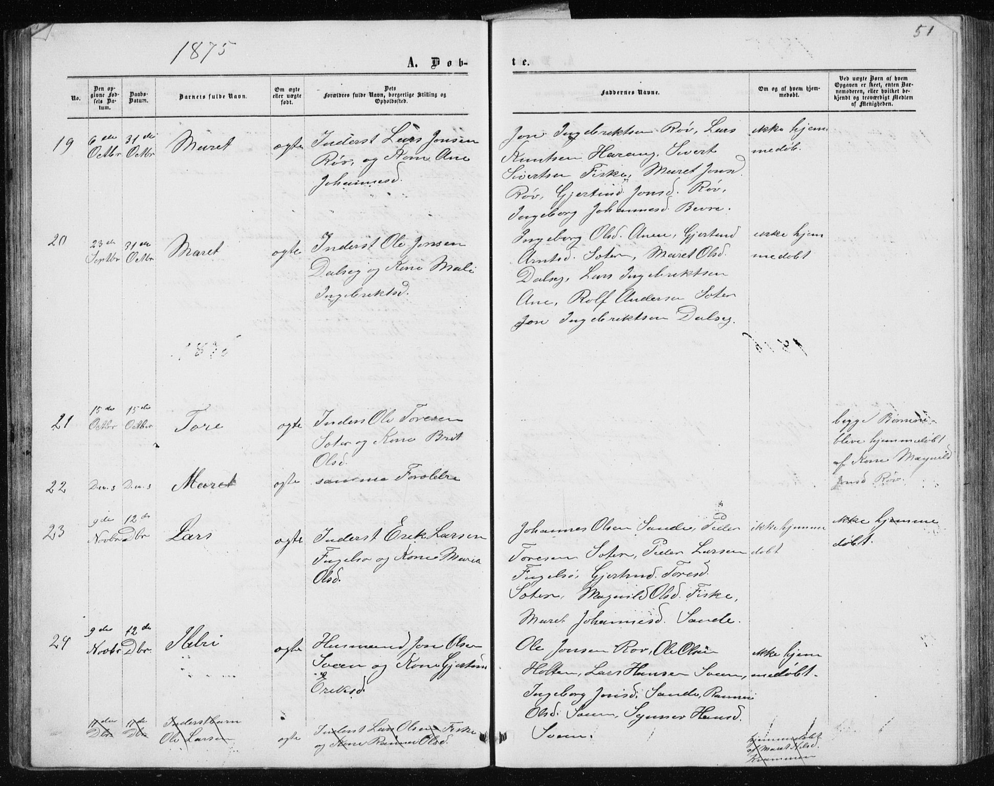 Ministerialprotokoller, klokkerbøker og fødselsregistre - Møre og Romsdal, AV/SAT-A-1454/597/L1064: Parish register (copy) no. 597C01, 1866-1898, p. 51