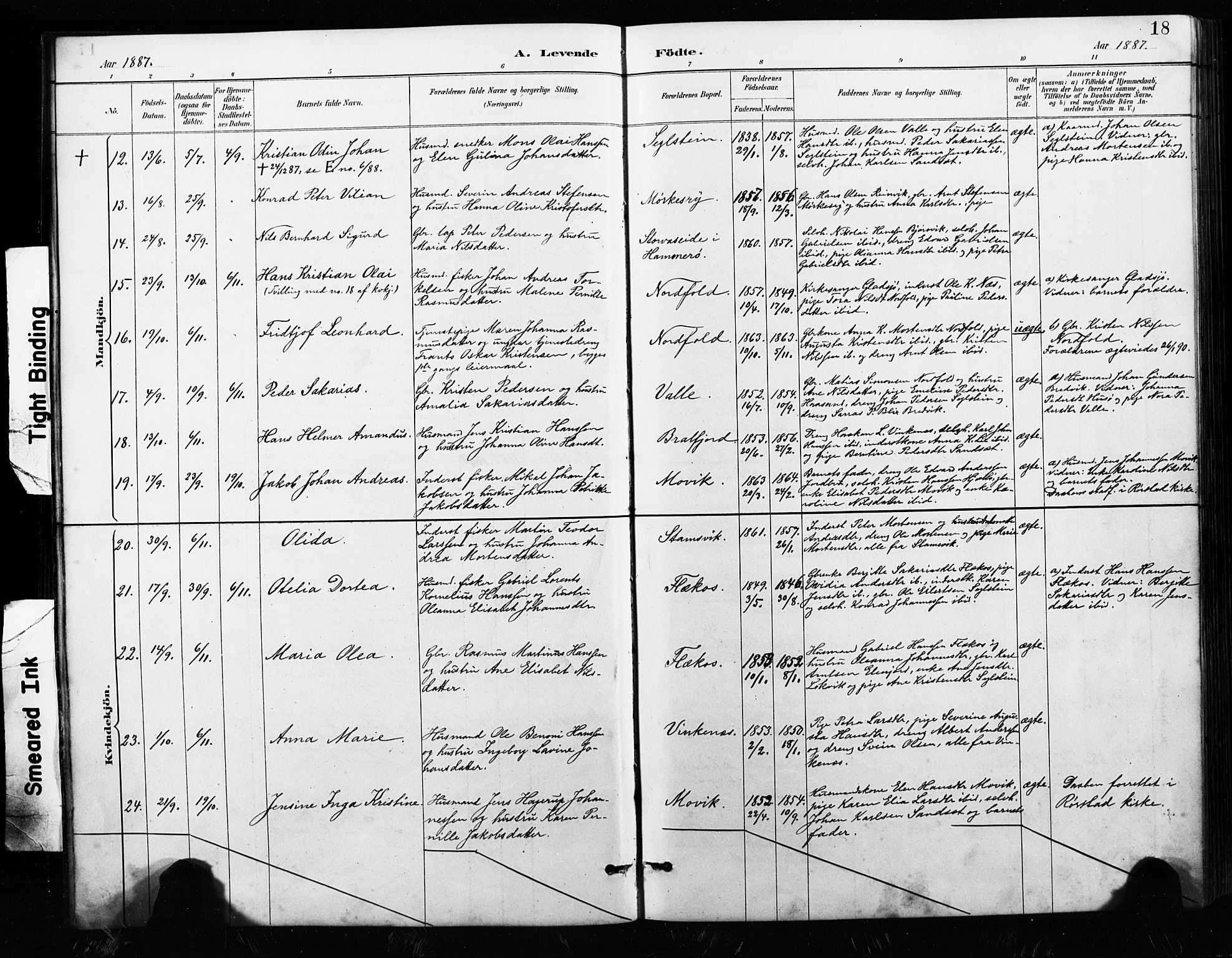 Ministerialprotokoller, klokkerbøker og fødselsregistre - Nordland, AV/SAT-A-1459/858/L0834: Parish register (copy) no. 858C01, 1884-1904, p. 18