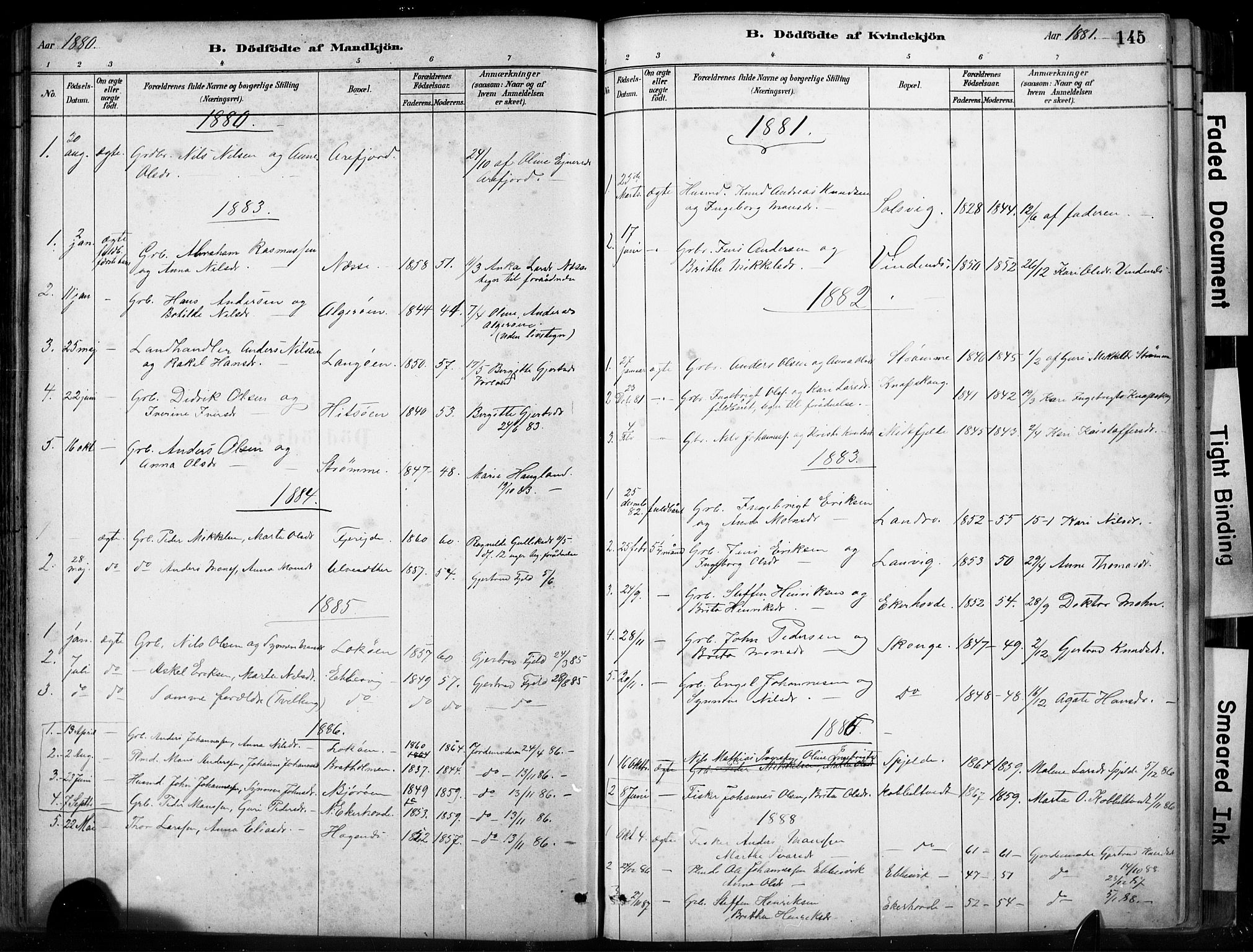 Fjell sokneprestembete, SAB/A-75301/H/Hab: Parish register (copy) no. A 4, 1880-1899, p. 145