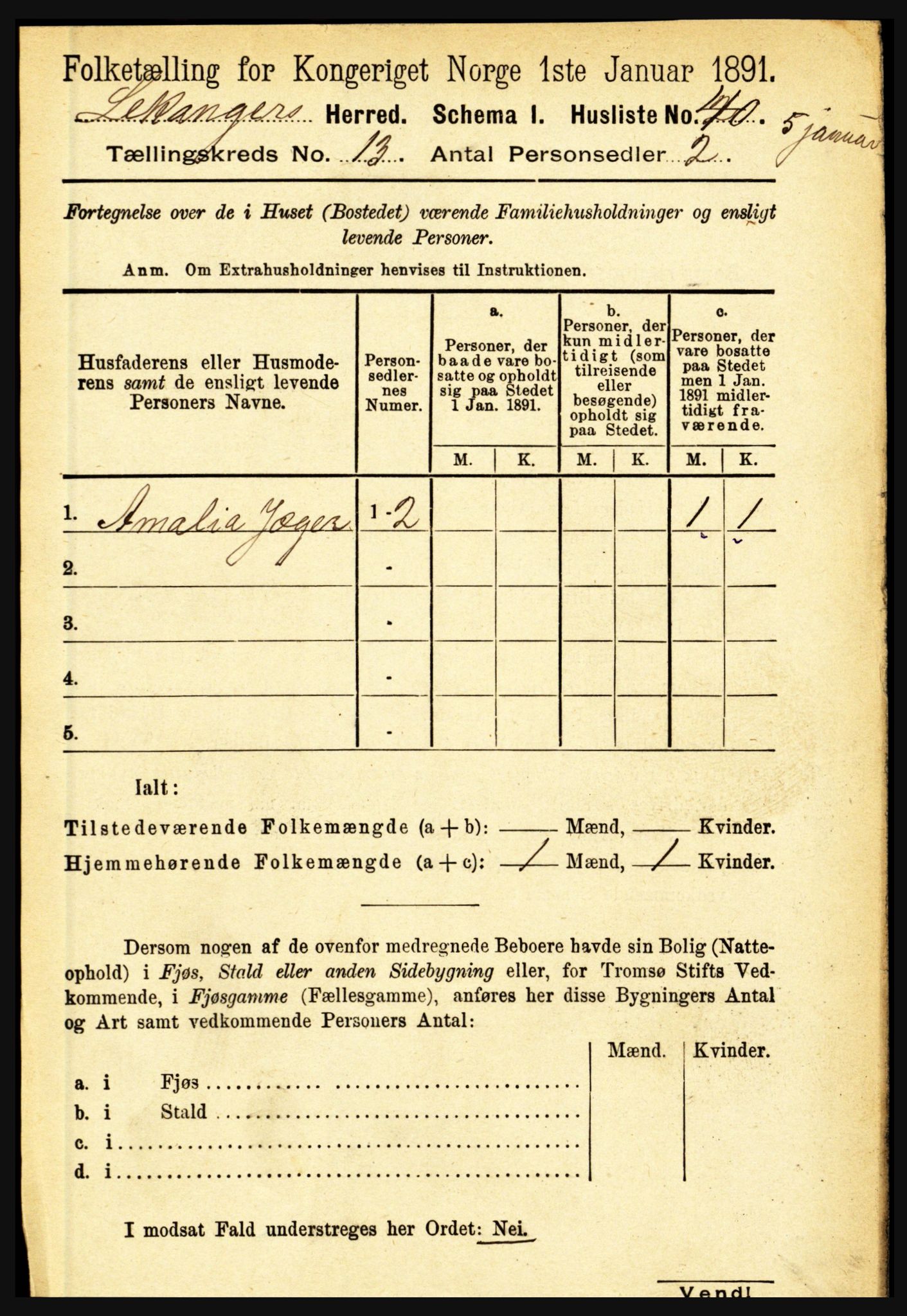 RA, 1891 census for 1419 Leikanger, 1891, p. 2452