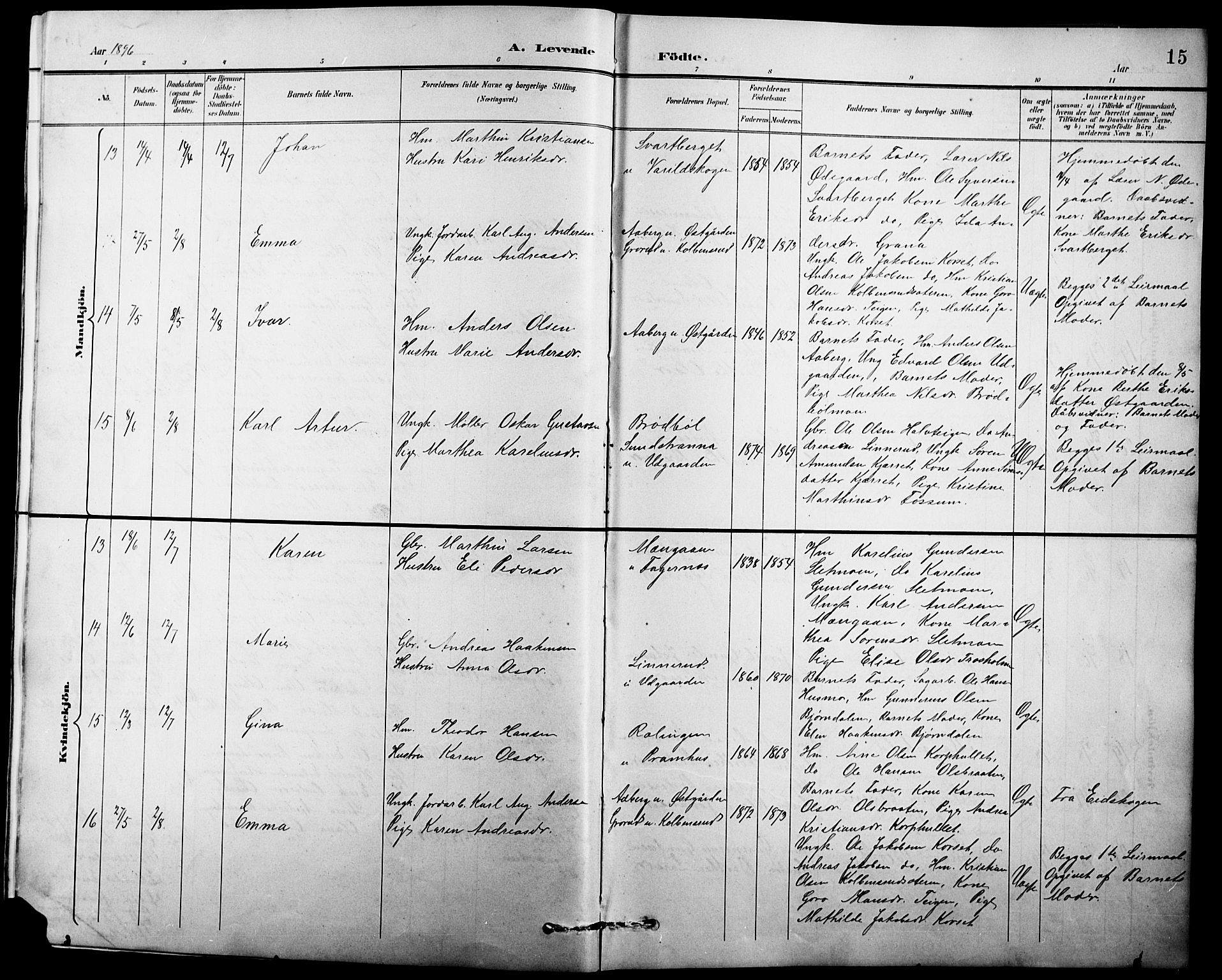 Vinger prestekontor, AV/SAH-PREST-024/H/Ha/Hab/L0004: Parish register (copy) no. 4, 1895-1920, p. 15