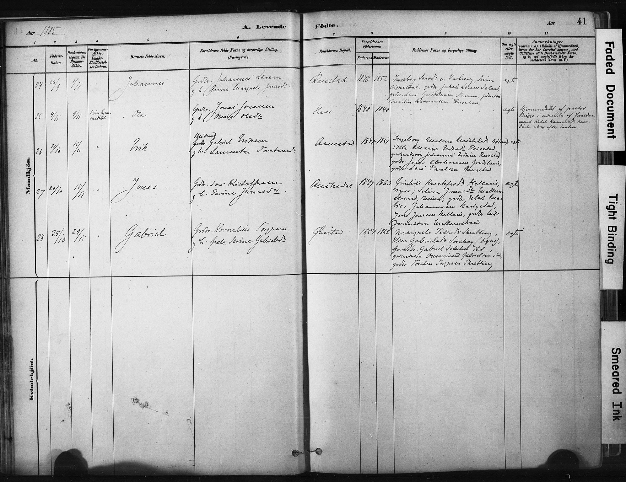 Hå sokneprestkontor, AV/SAST-A-101801/001/30BA/L0011: Parish register (official) no. A 10, 1879-1900, p. 41