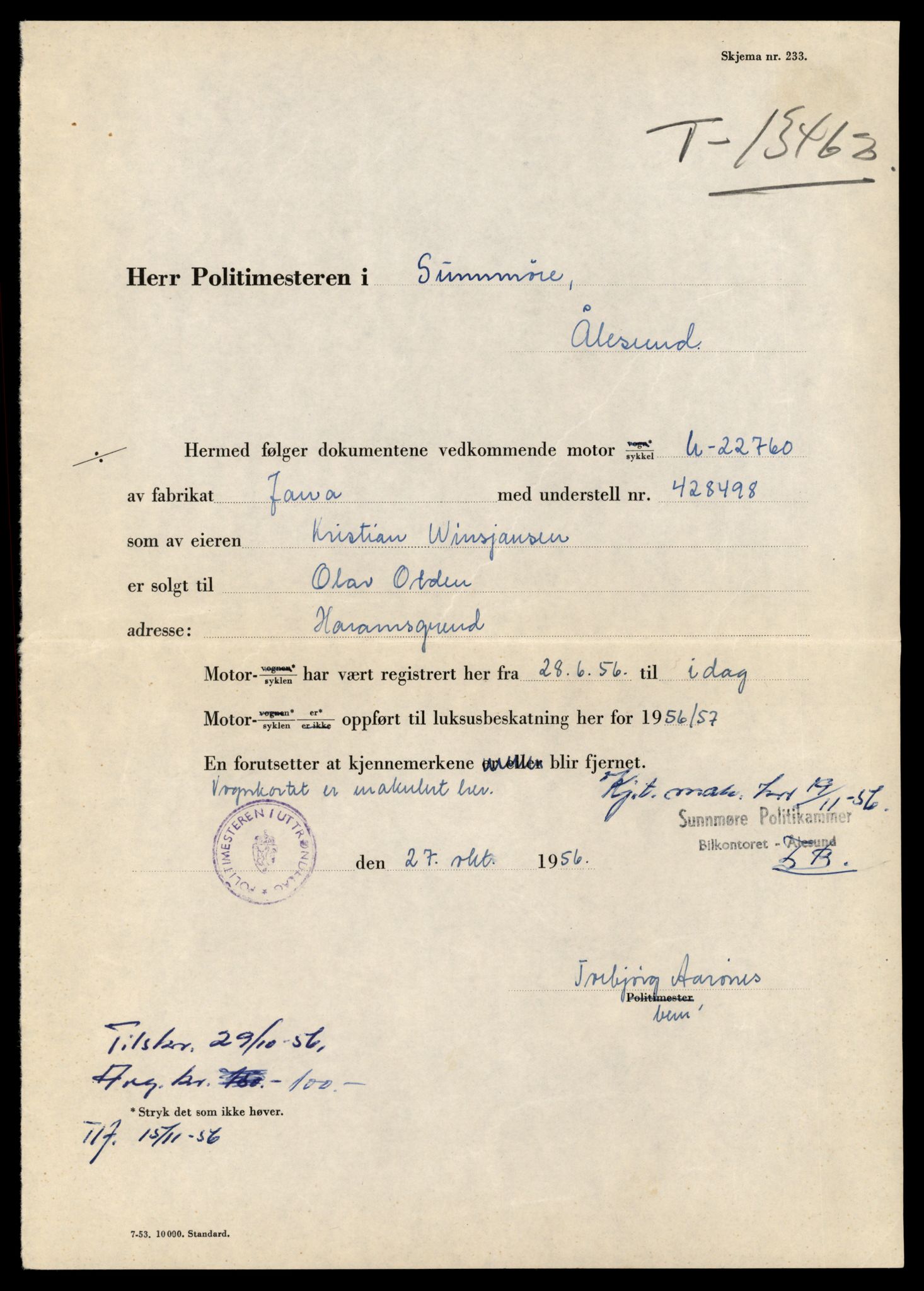 Møre og Romsdal vegkontor - Ålesund trafikkstasjon, AV/SAT-A-4099/F/Fe/L0039: Registreringskort for kjøretøy T 13361 - T 13530, 1927-1998, p. 1773