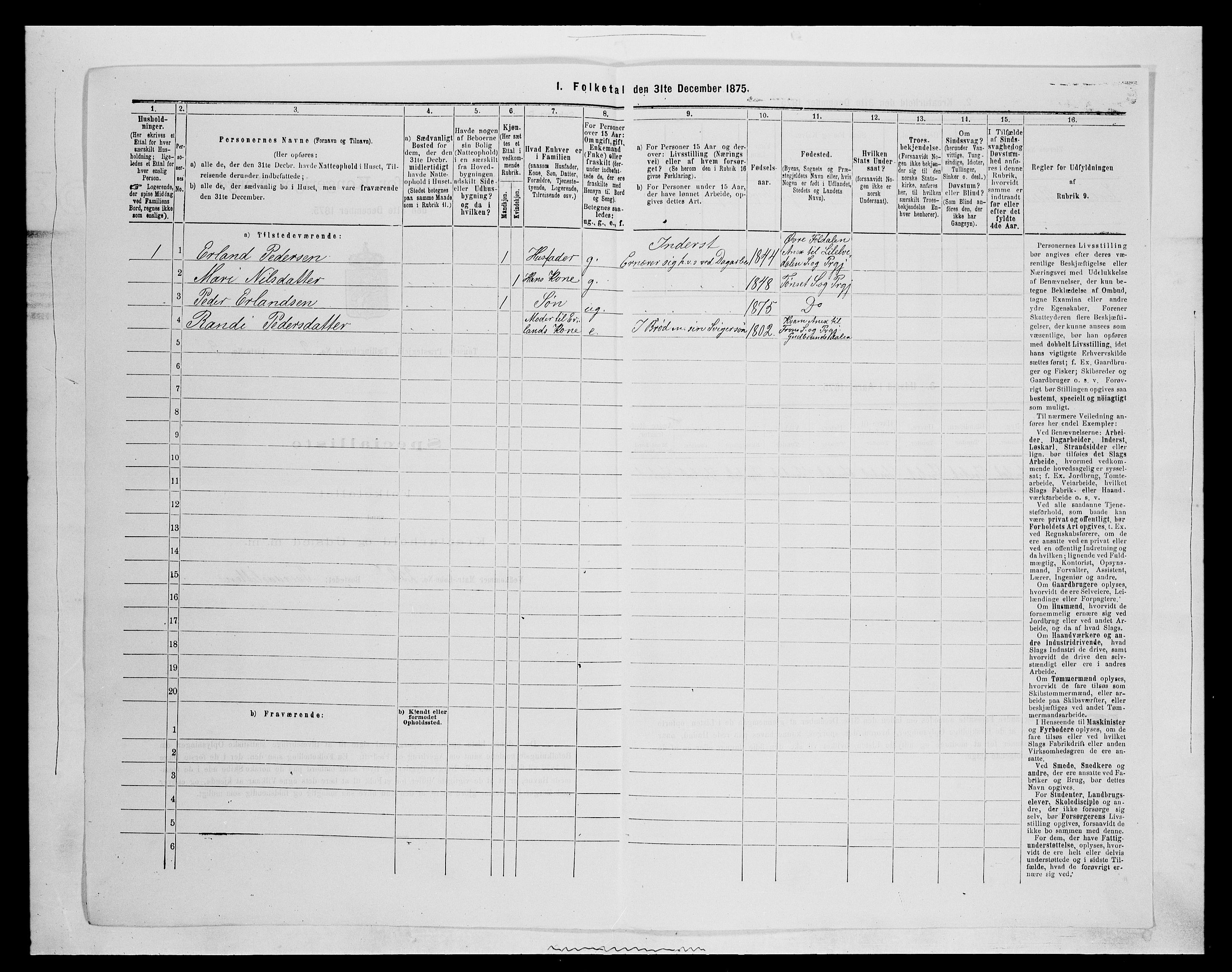 SAH, 1875 census for 0437P Tynset, 1875, p. 910