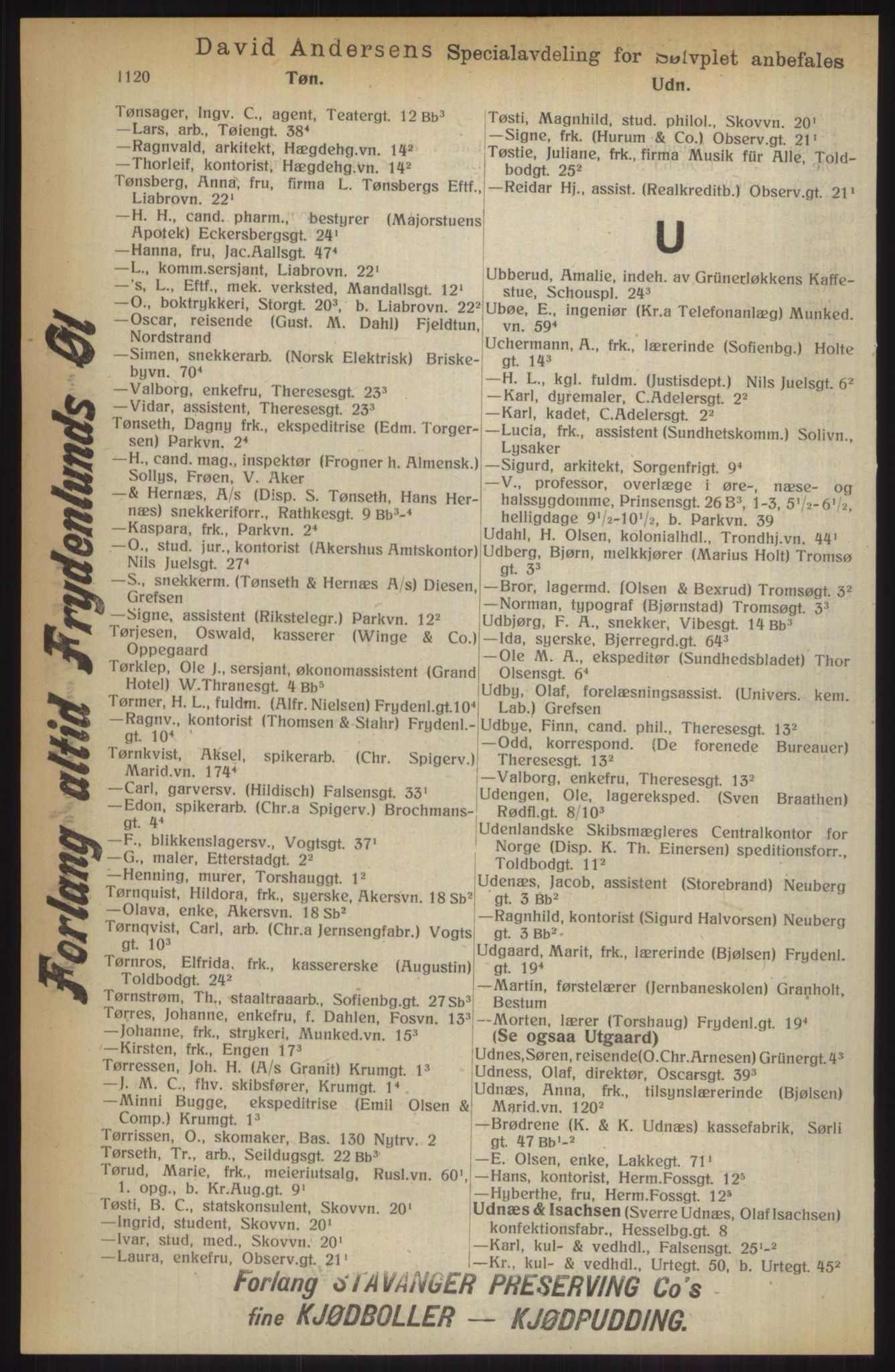 Kristiania/Oslo adressebok, PUBL/-, 1914, p. 1120
