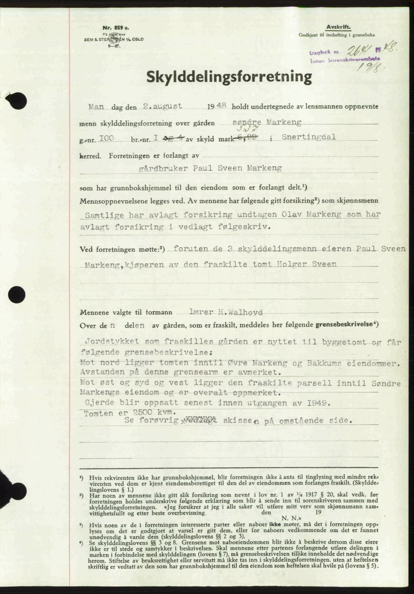 Toten tingrett, SAH/TING-006/H/Hb/Hbc/L0020: Mortgage book no. Hbc-20, 1948-1948, Diary no: : 2641/1948