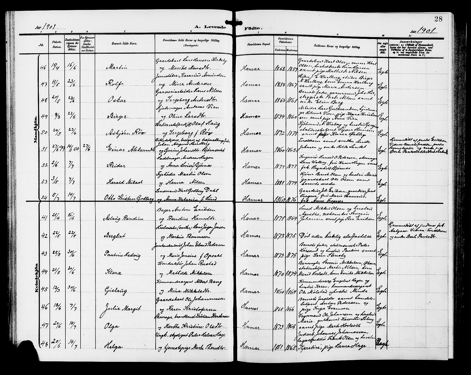 Hamar prestekontor, AV/SAH-DOMPH-002/H/Ha/Hab/L0001: Parish register (copy) no. 1, 1899-1914, p. 28