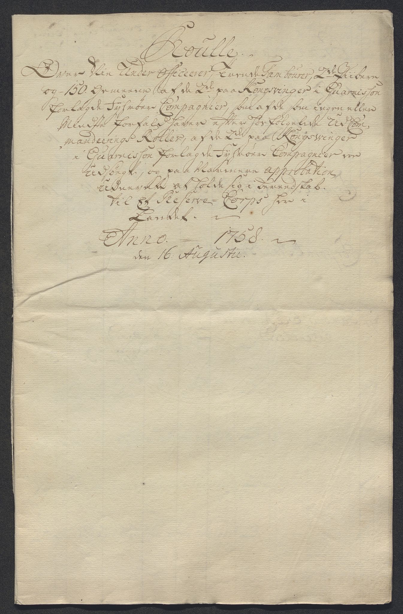 Kommanderende general (KG I) med Det norske krigsdirektorium, AV/RA-EA-5419/E/Ec/L0021: Ruller over nedkommanderte mannskap, 1758-1762, p. 207