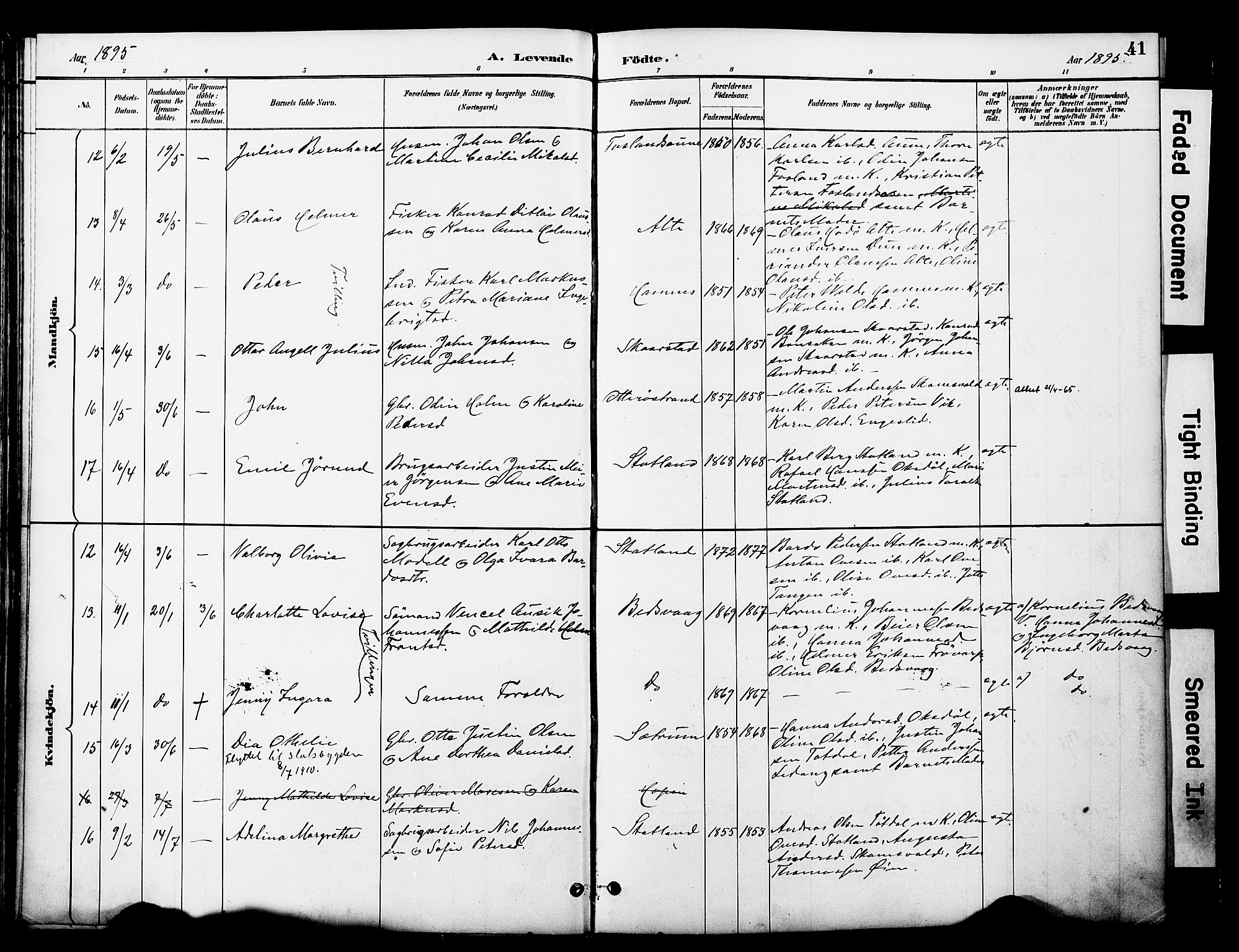 Ministerialprotokoller, klokkerbøker og fødselsregistre - Nord-Trøndelag, AV/SAT-A-1458/774/L0628: Parish register (official) no. 774A02, 1887-1903, p. 41