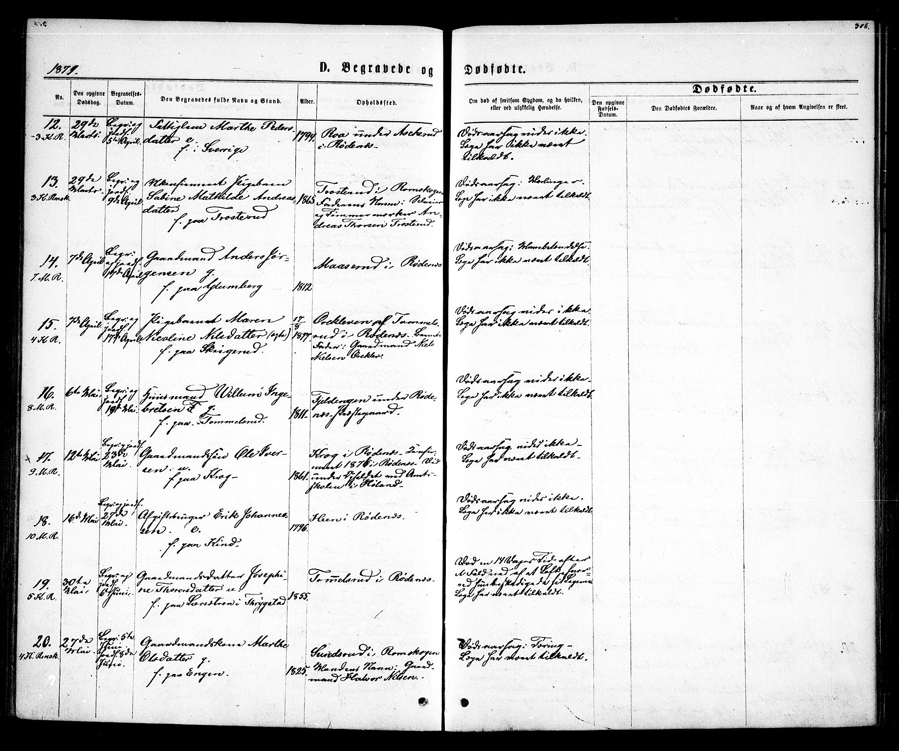 Rødenes prestekontor Kirkebøker, AV/SAO-A-2005/F/Fa/L0008: Parish register (official) no. I 8, 1869-1879, p. 306