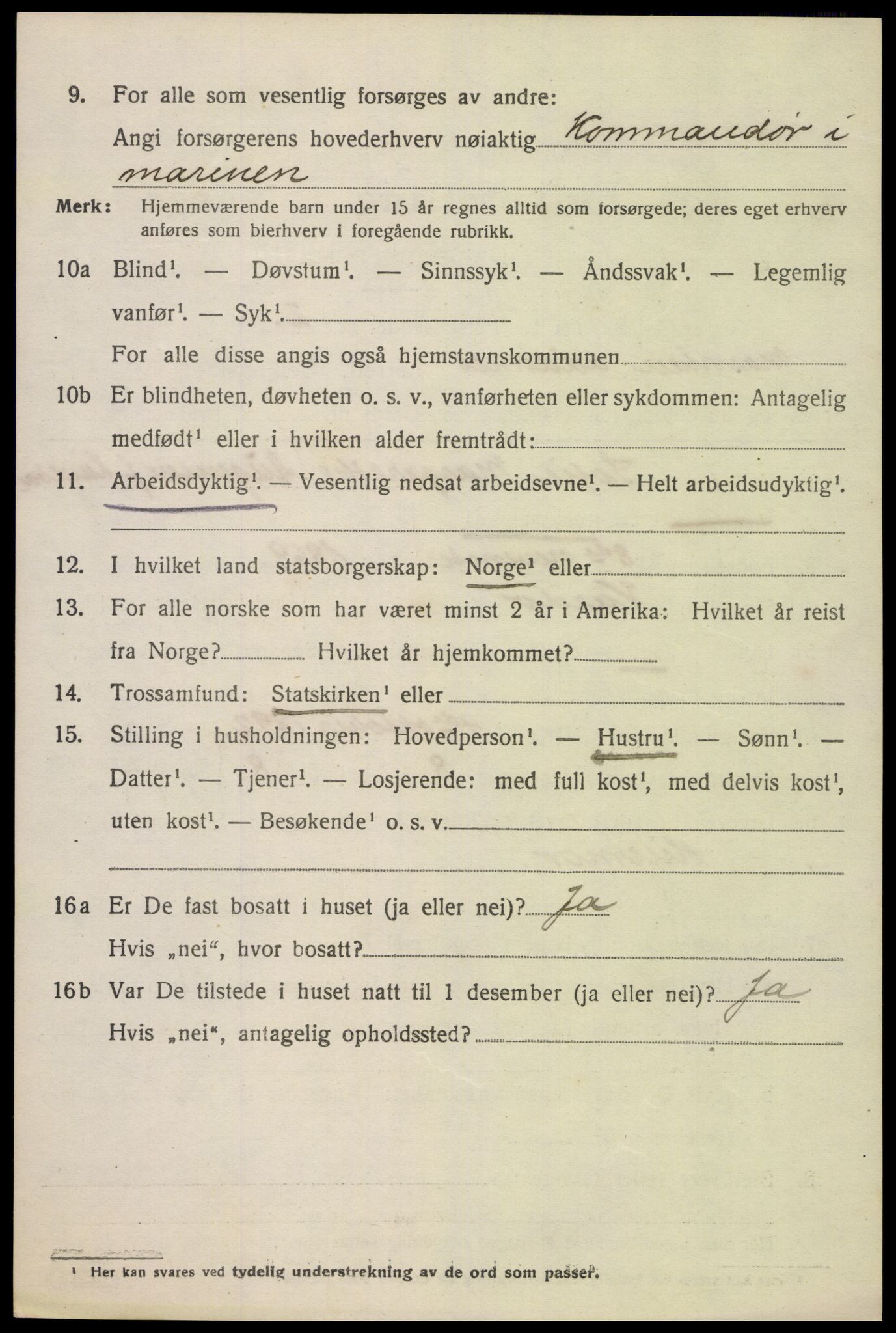 SAK, 1920 census for Oddernes, 1920, p. 12552