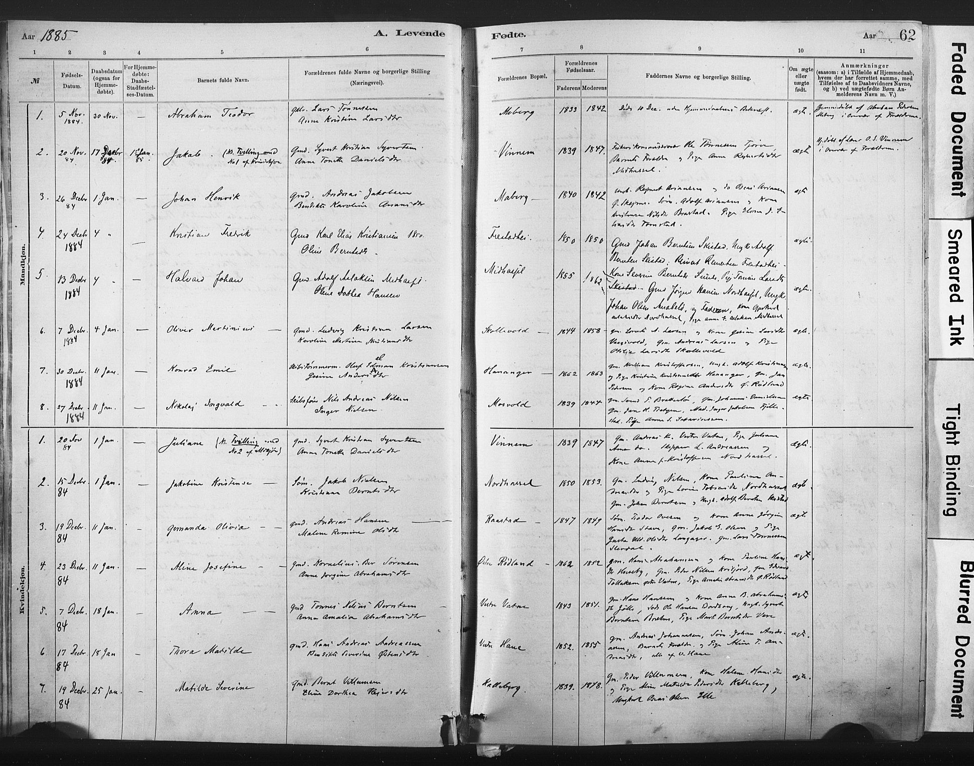 Lista sokneprestkontor, SAK/1111-0027/F/Fa/L0012: Parish register (official) no. A 12, 1879-1903, p. 62