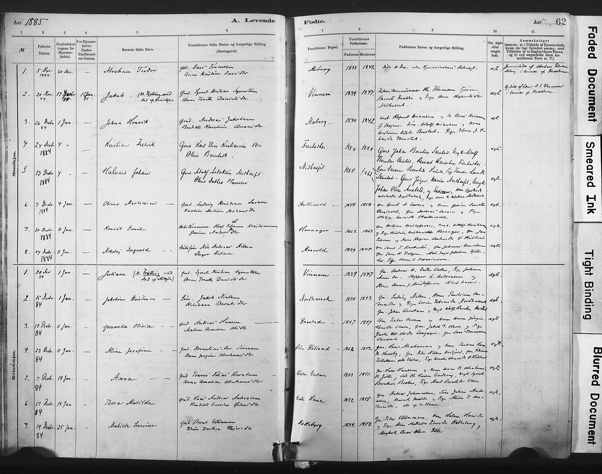 Lista sokneprestkontor, AV/SAK-1111-0027/F/Fa/L0012: Parish register (official) no. A 12, 1879-1903, p. 62