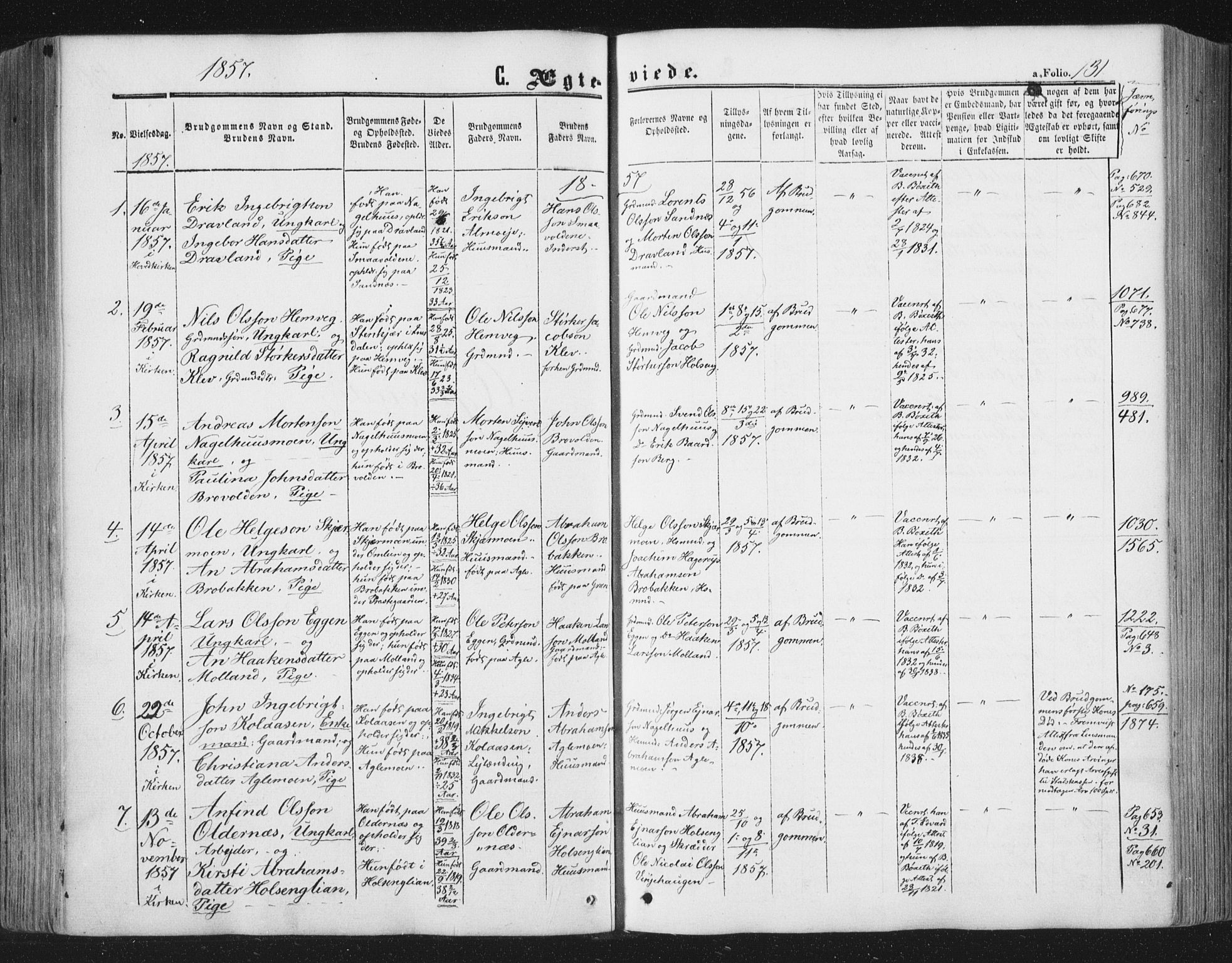 Ministerialprotokoller, klokkerbøker og fødselsregistre - Nord-Trøndelag, SAT/A-1458/749/L0472: Parish register (official) no. 749A06, 1857-1873, p. 131