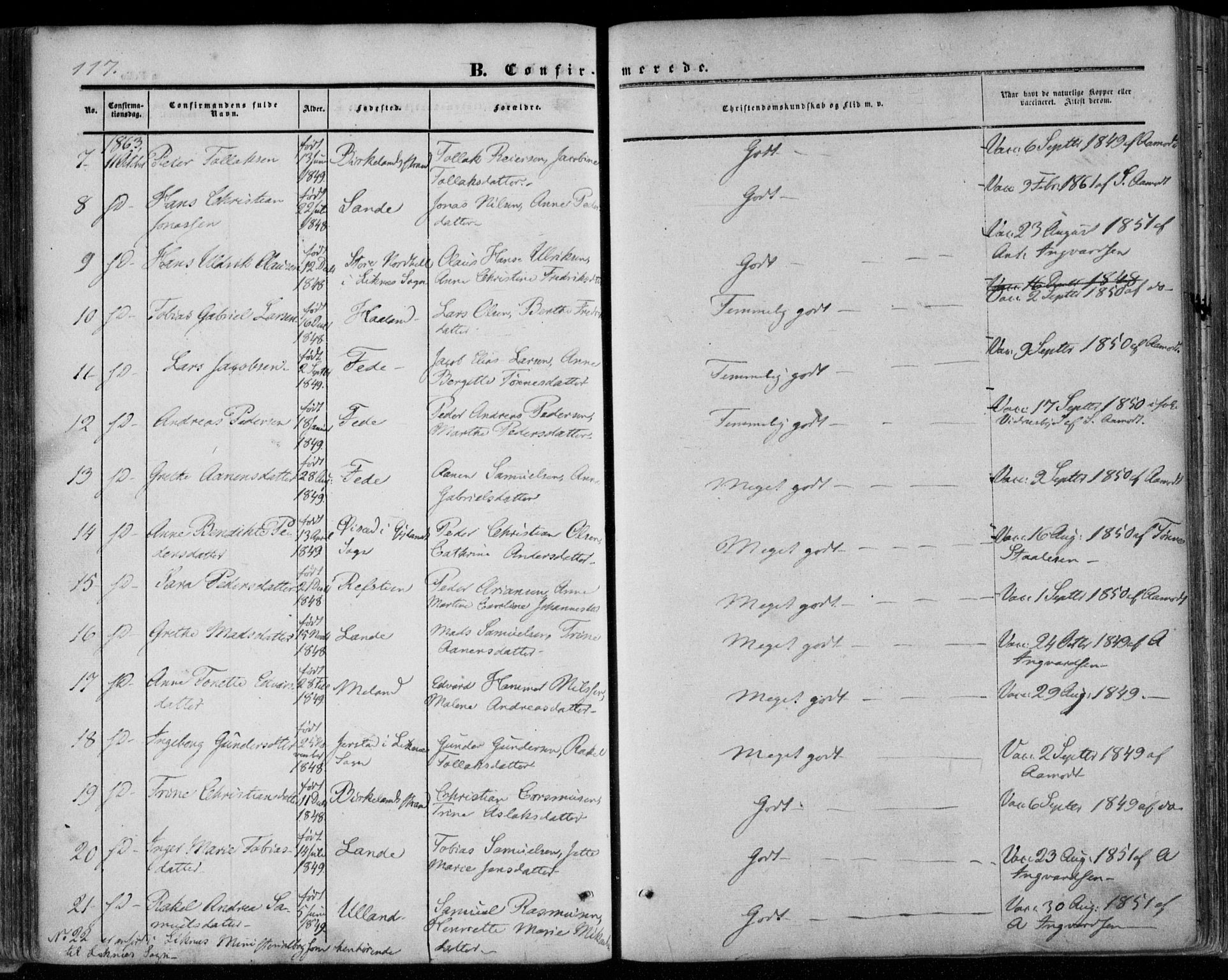 Kvinesdal sokneprestkontor, AV/SAK-1111-0026/F/Fa/Faa/L0002: Parish register (official) no. A 2, 1850-1876, p. 117