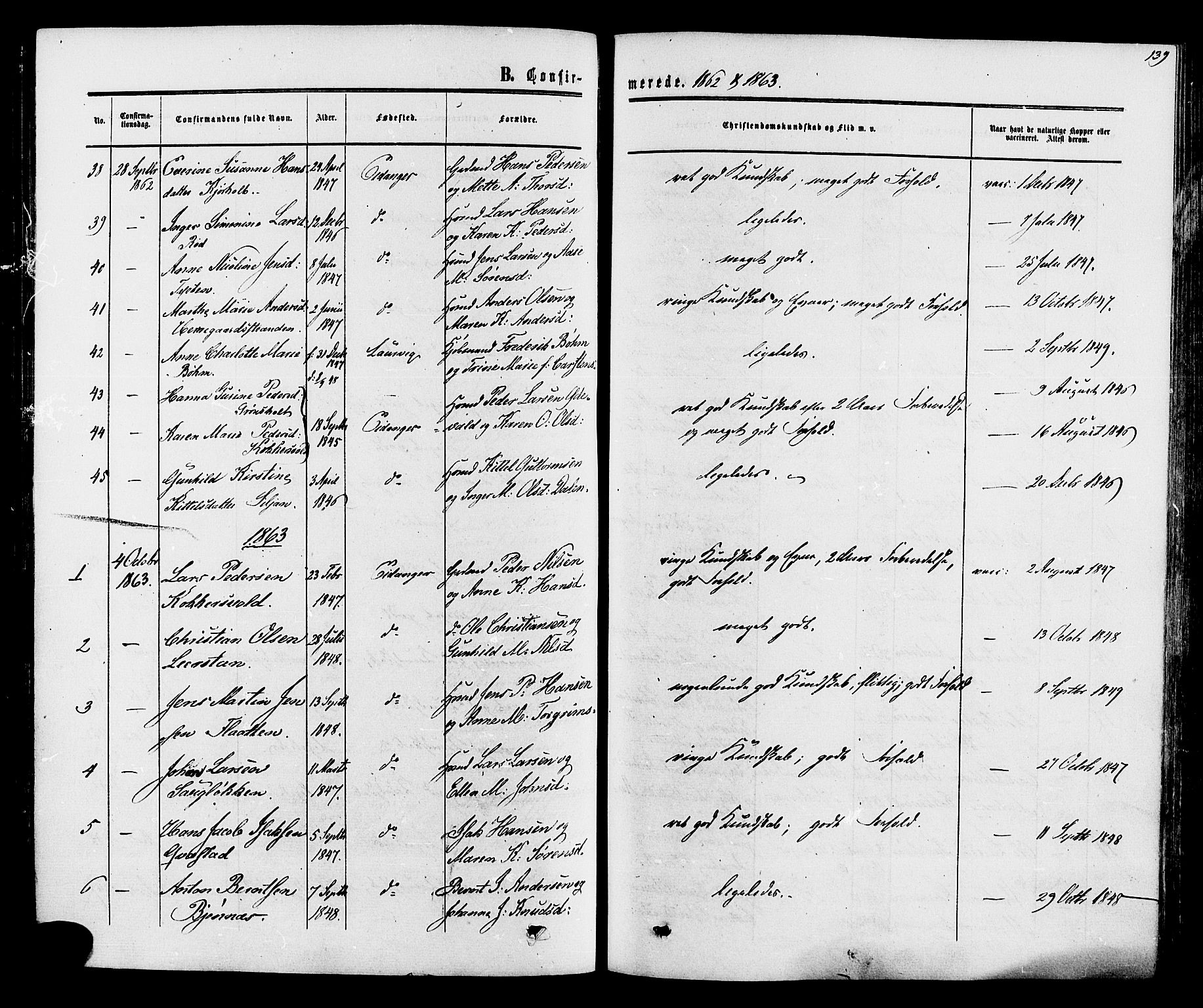 Eidanger kirkebøker, SAKO/A-261/F/Fa/L0010: Parish register (official) no. 10, 1859-1874, p. 139