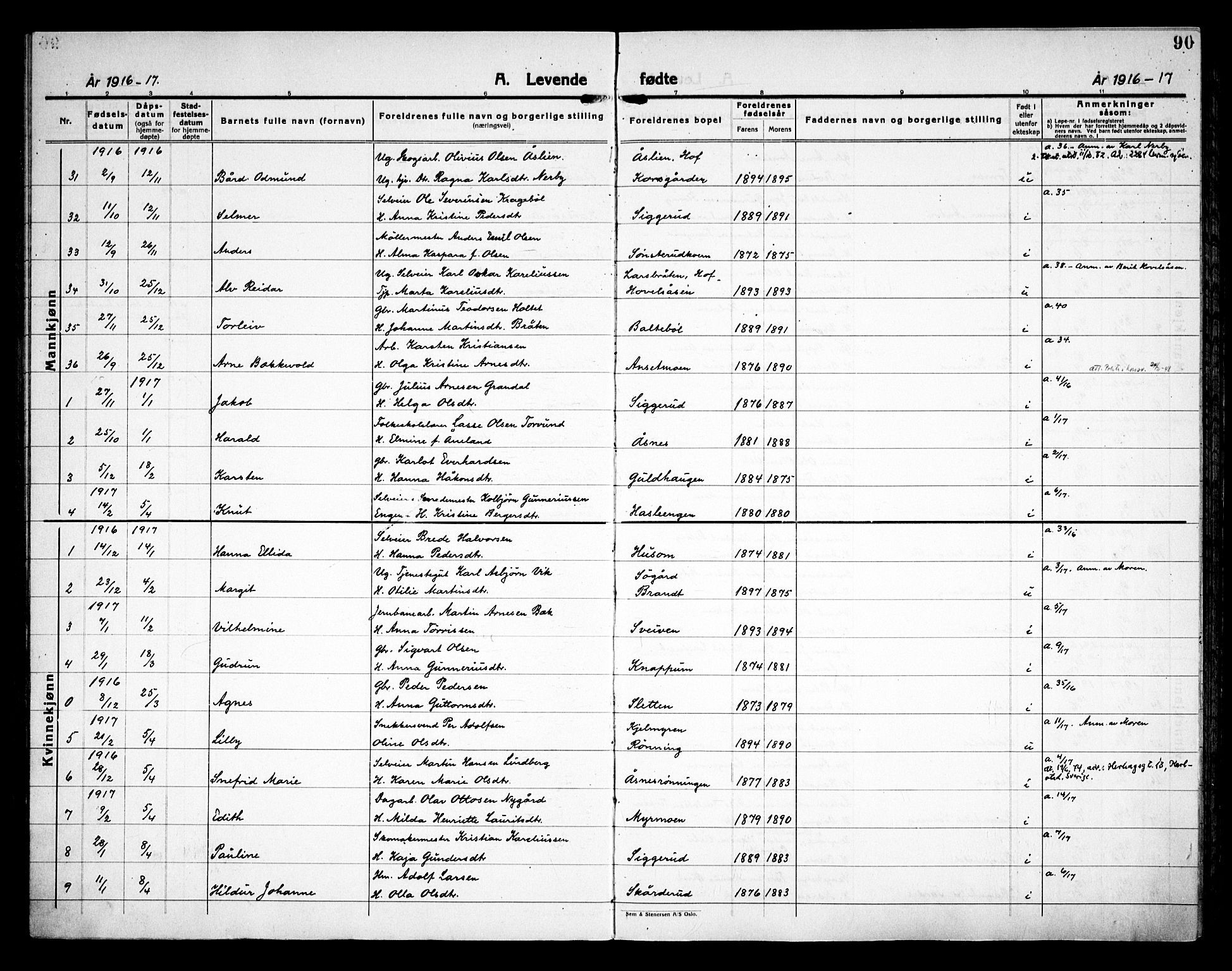 Åsnes prestekontor, SAH/PREST-042/H/Ha/Haa/L0000C: Parish register (official) no. 0A, 1890-1929, p. 90