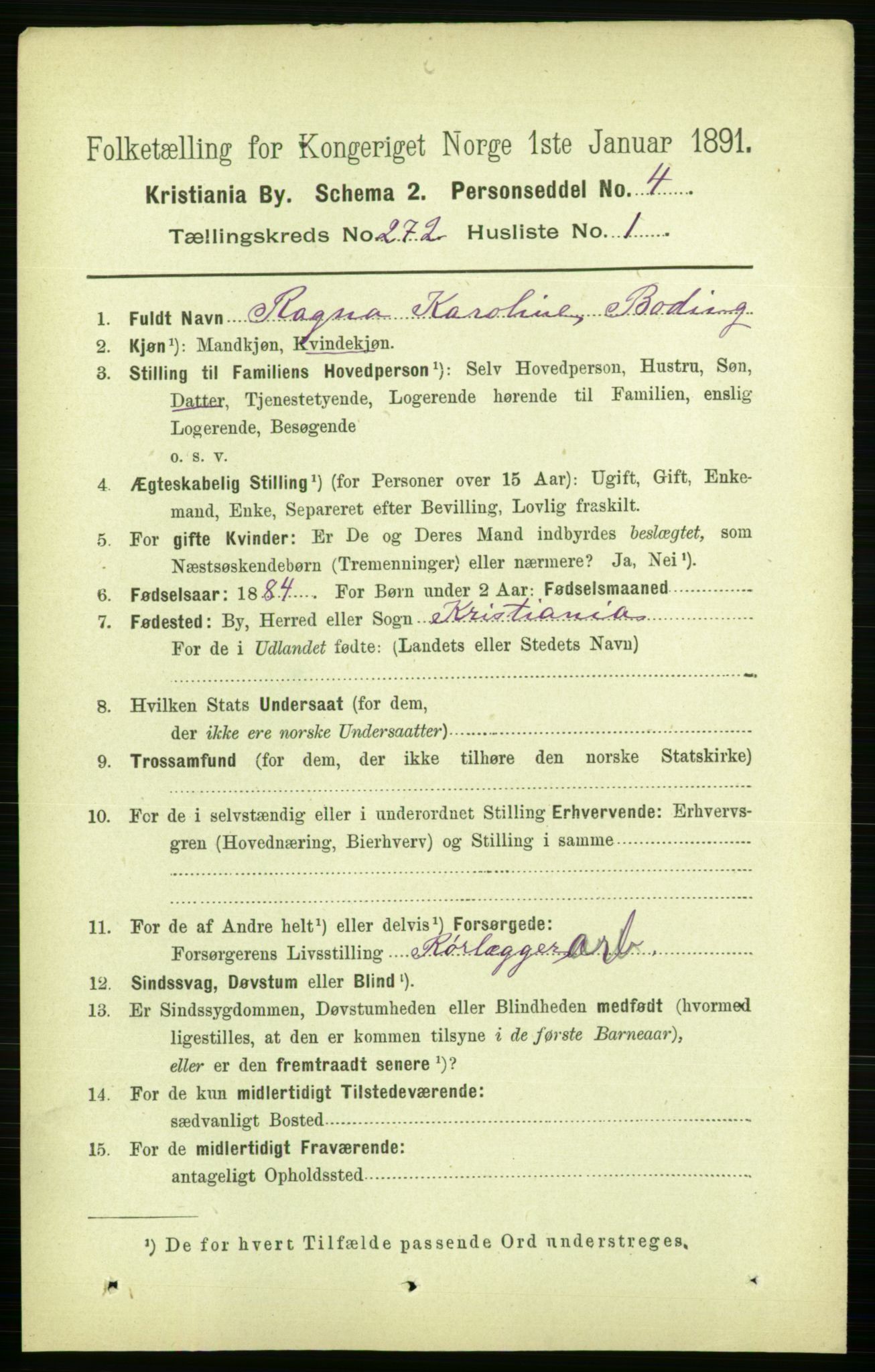 RA, 1891 census for 0301 Kristiania, 1891, p. 165163