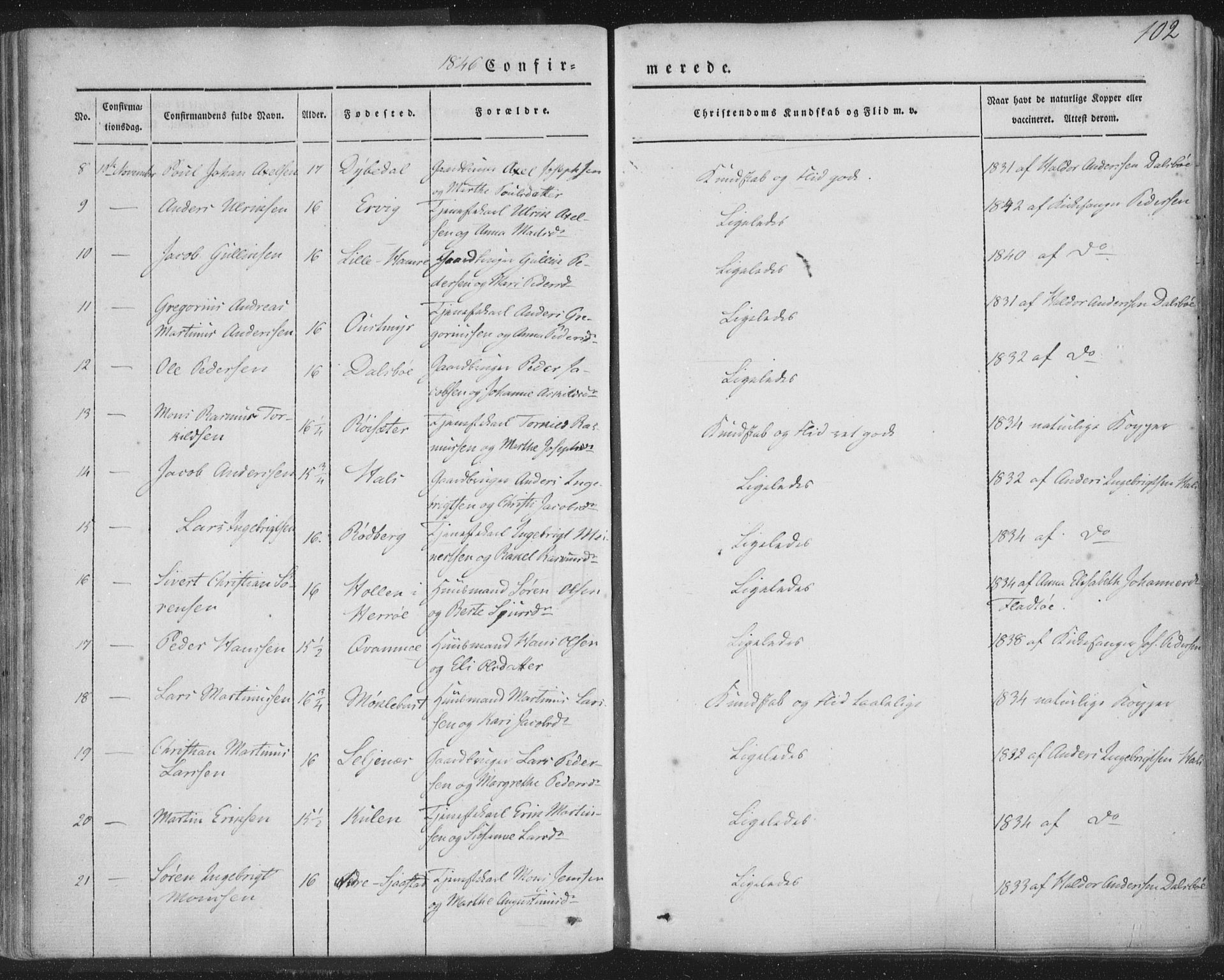 Selje sokneprestembete, AV/SAB-A-99938/H/Ha/Haa/Haaa: Parish register (official) no. A 10, 1844-1858, p. 102