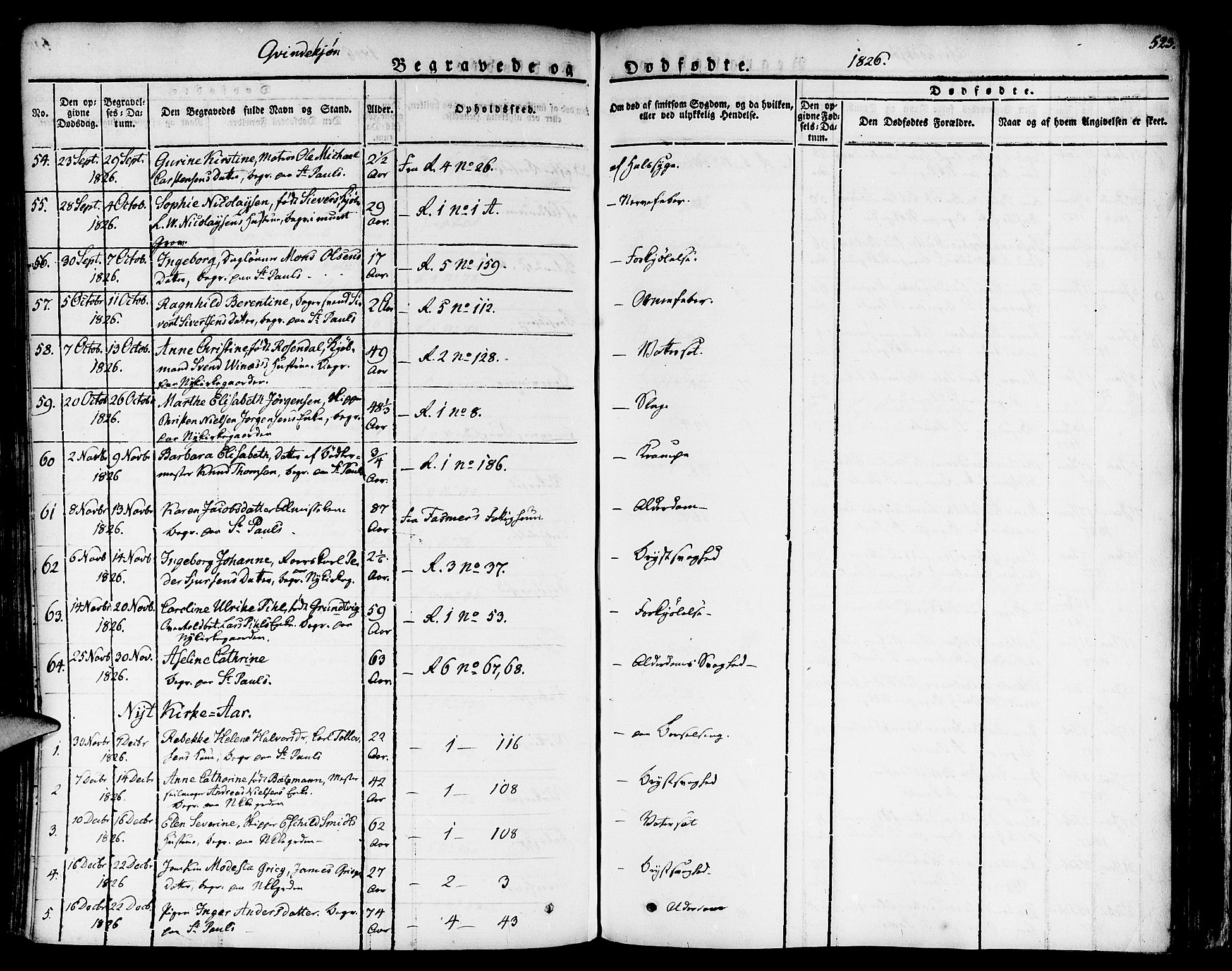Nykirken Sokneprestembete, SAB/A-77101/H/Haa/L0012: Parish register (official) no. A 12, 1821-1844, p. 523