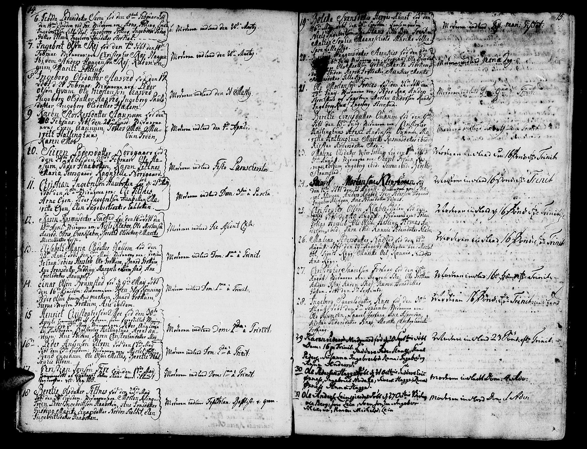 Ministerialprotokoller, klokkerbøker og fødselsregistre - Nord-Trøndelag, SAT/A-1458/746/L0440: Parish register (official) no. 746A02, 1760-1815, p. 14-15