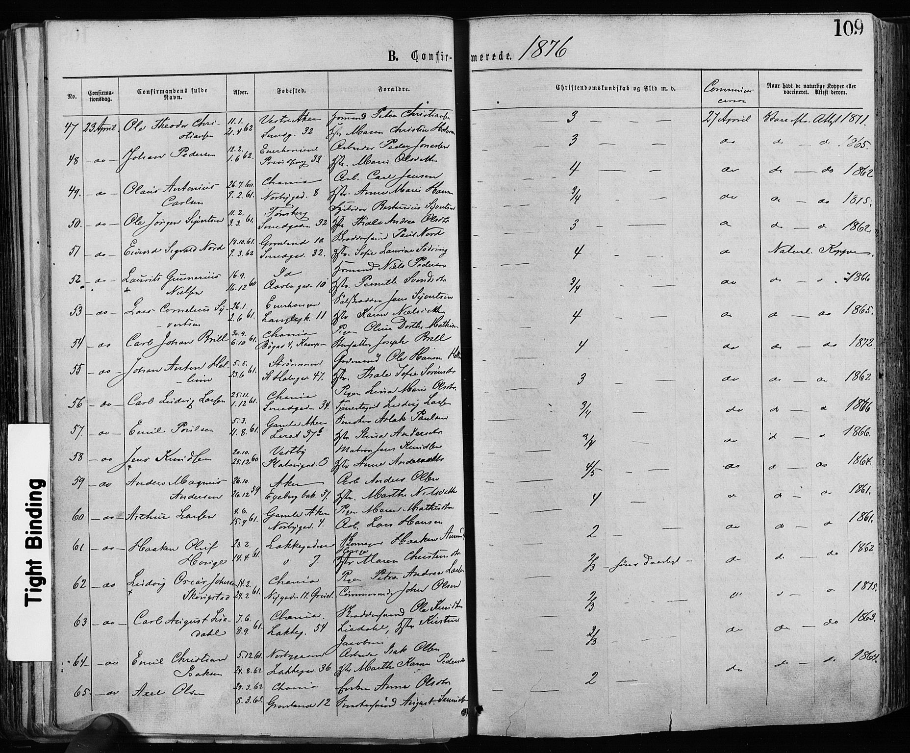 Grønland prestekontor Kirkebøker, AV/SAO-A-10848/F/Fa/L0005: Parish register (official) no. 5, 1869-1880, p. 109