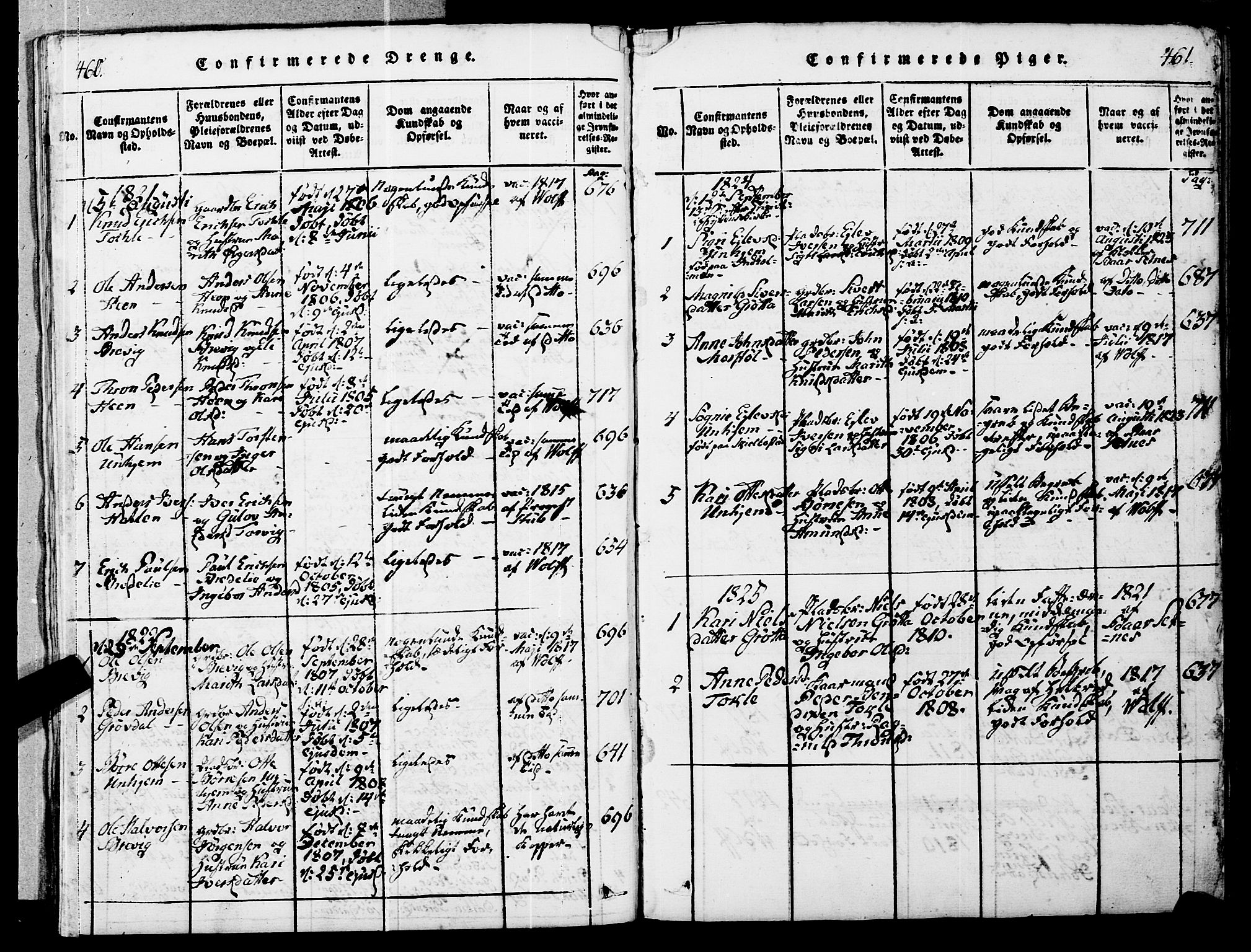 Ministerialprotokoller, klokkerbøker og fødselsregistre - Møre og Romsdal, SAT/A-1454/545/L0585: Parish register (official) no. 545A01, 1818-1853, p. 460-461