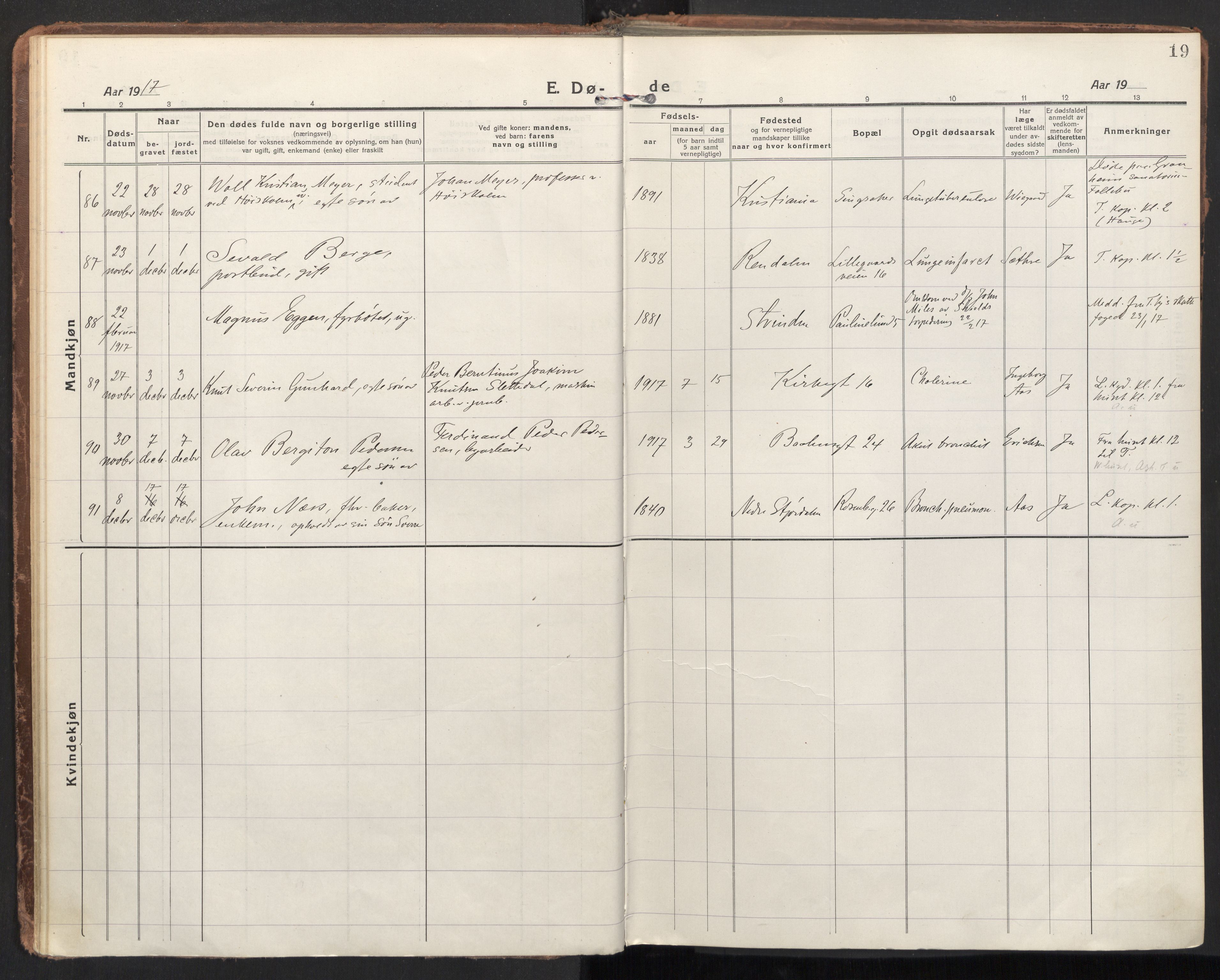 Ministerialprotokoller, klokkerbøker og fødselsregistre - Sør-Trøndelag, AV/SAT-A-1456/604/L0207: Parish register (official) no. 604A27, 1917-1933, p. 19