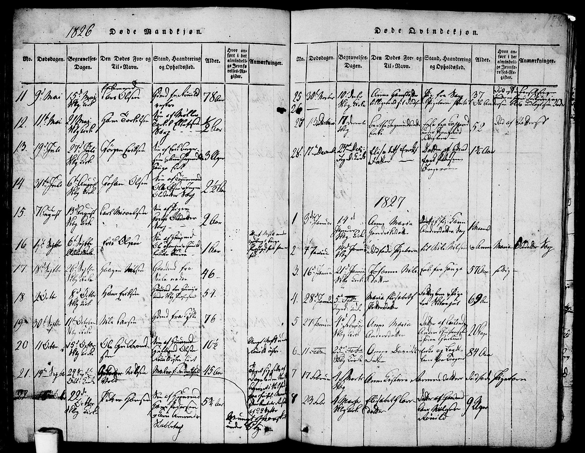 Skjeberg prestekontor Kirkebøker, SAO/A-10923/F/Fa/L0004: Parish register (official) no. I 4, 1815-1830, p. 128