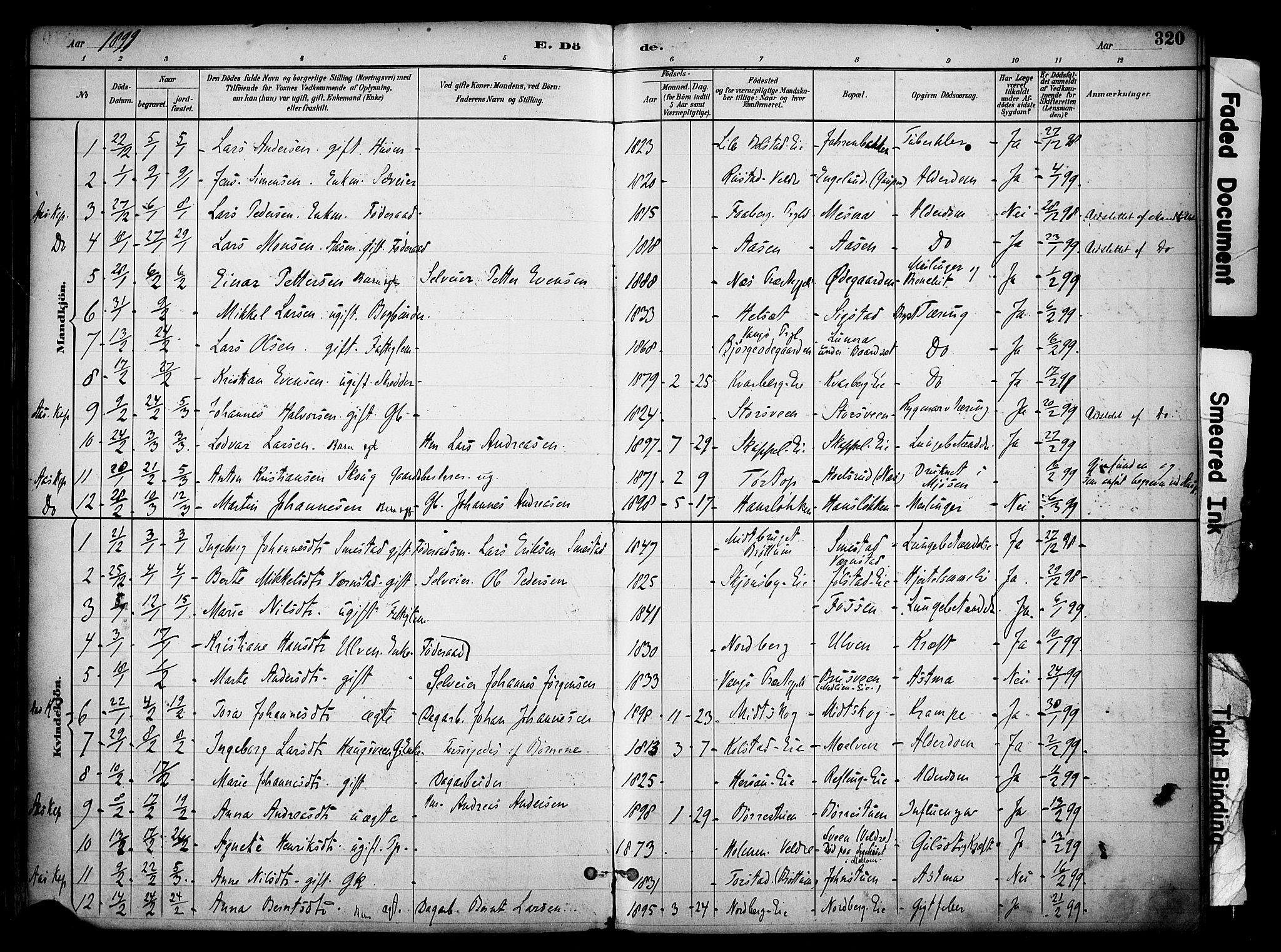 Ringsaker prestekontor, AV/SAH-PREST-014/K/Ka/L0017: Parish register (official) no. 17, 1891-1902, p. 320