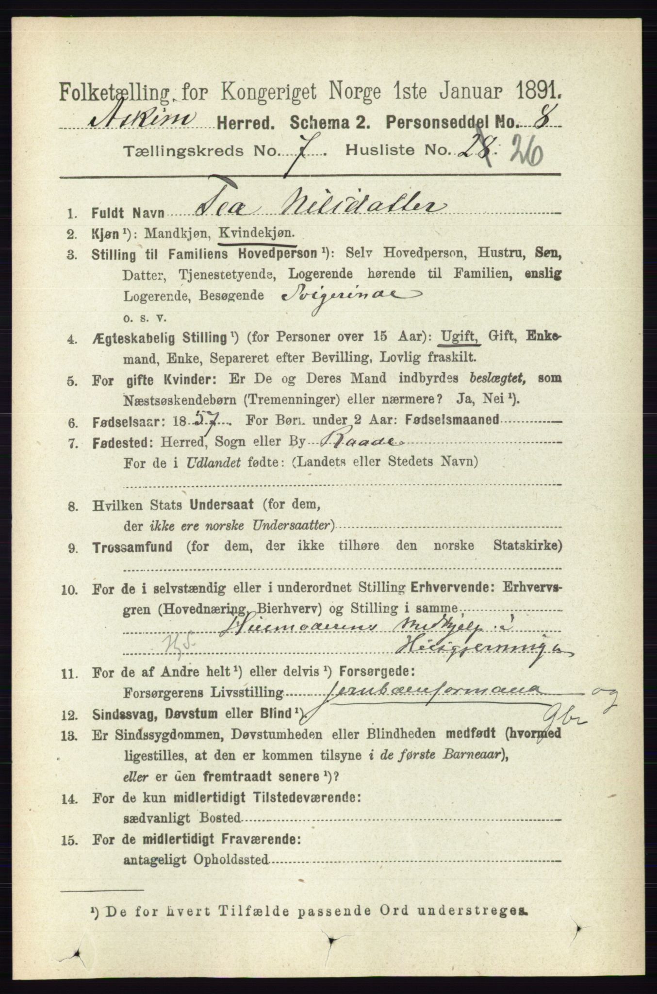 RA, 1891 census for 0124 Askim, 1891, p. 1163