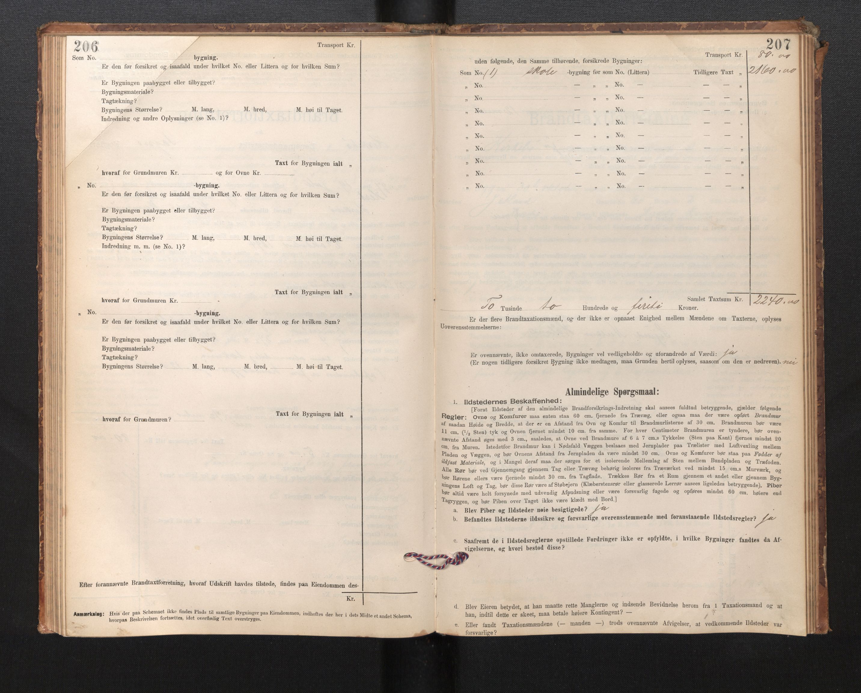 Lensmannen i Kyrkjebø, SAB/A-29001/0012/L0006: Branntakstprotokoll, skjematakst, 1900-1939, p. 206-207