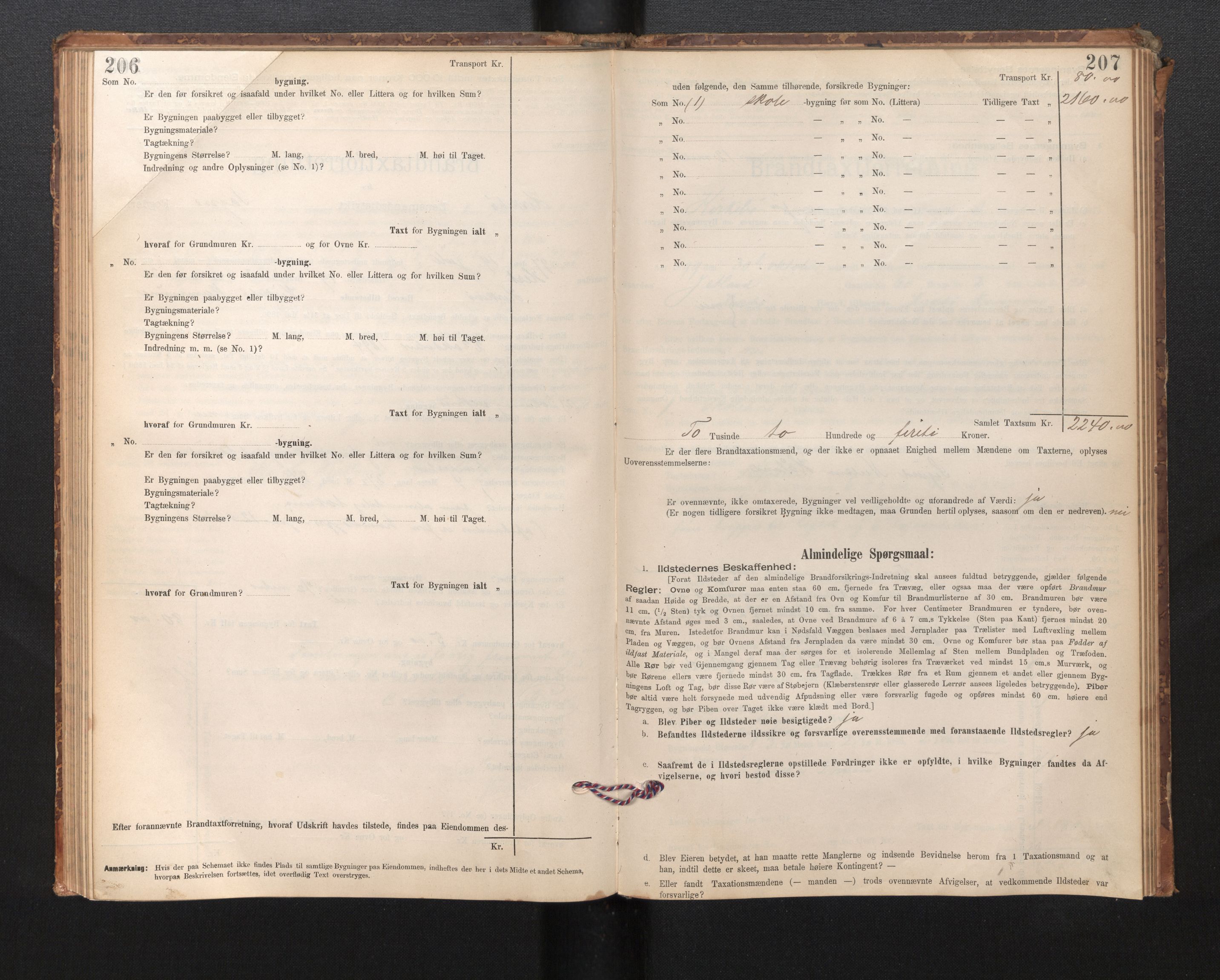 Lensmannen i Kyrkjebø, AV/SAB-A-29001/0012/L0006: Branntakstprotokoll, skjematakst, 1900-1939, p. 206-207