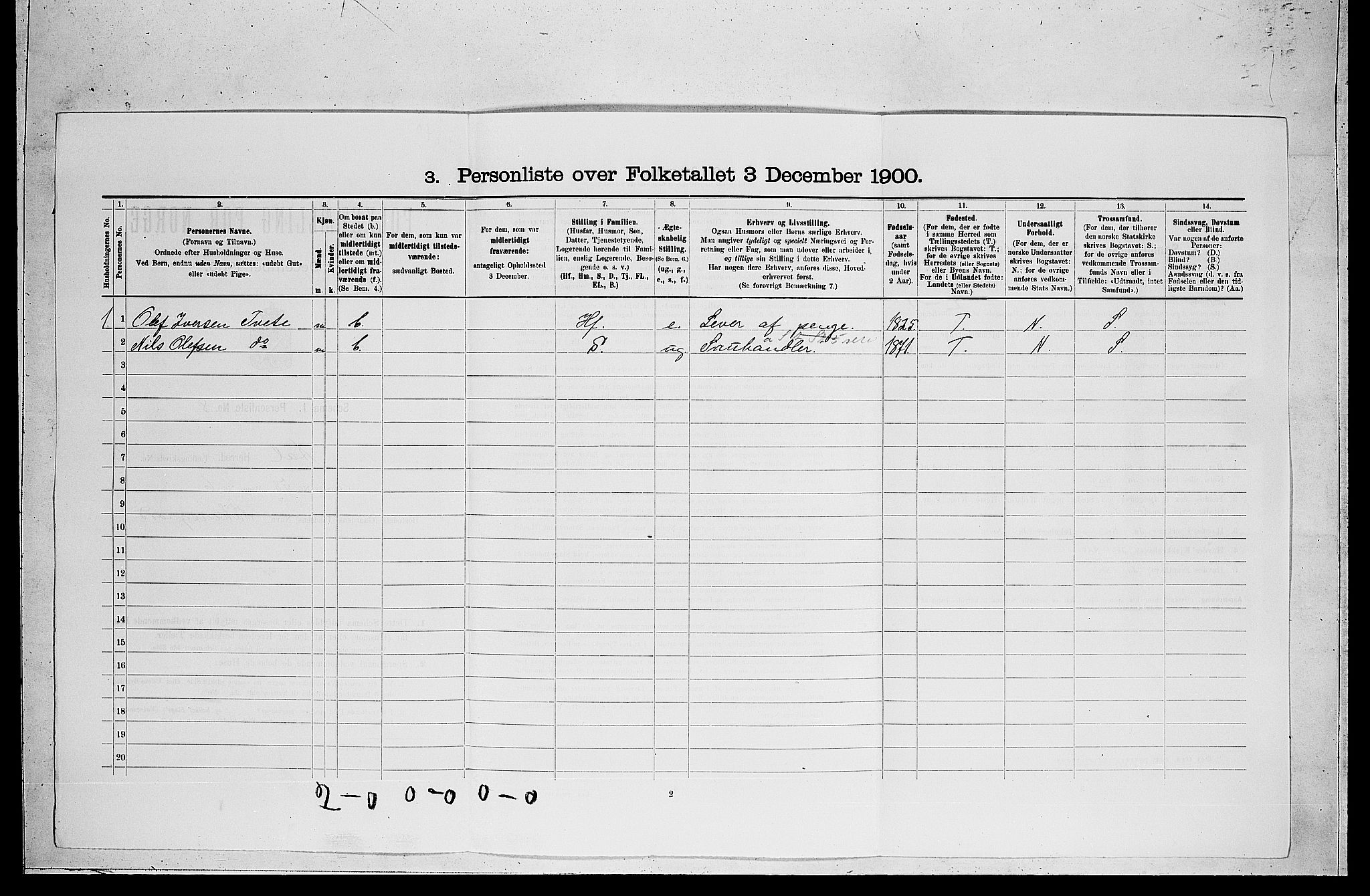 RA, 1900 census for Ål, 1900, p. 698