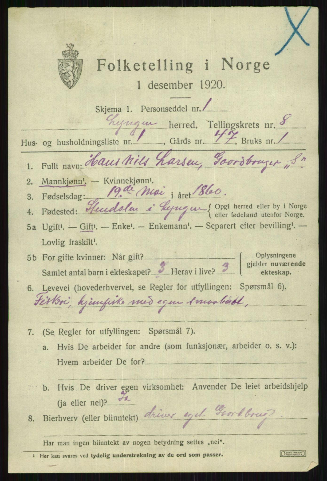 SATØ, 1920 census for Lyngen, 1920, p. 7343