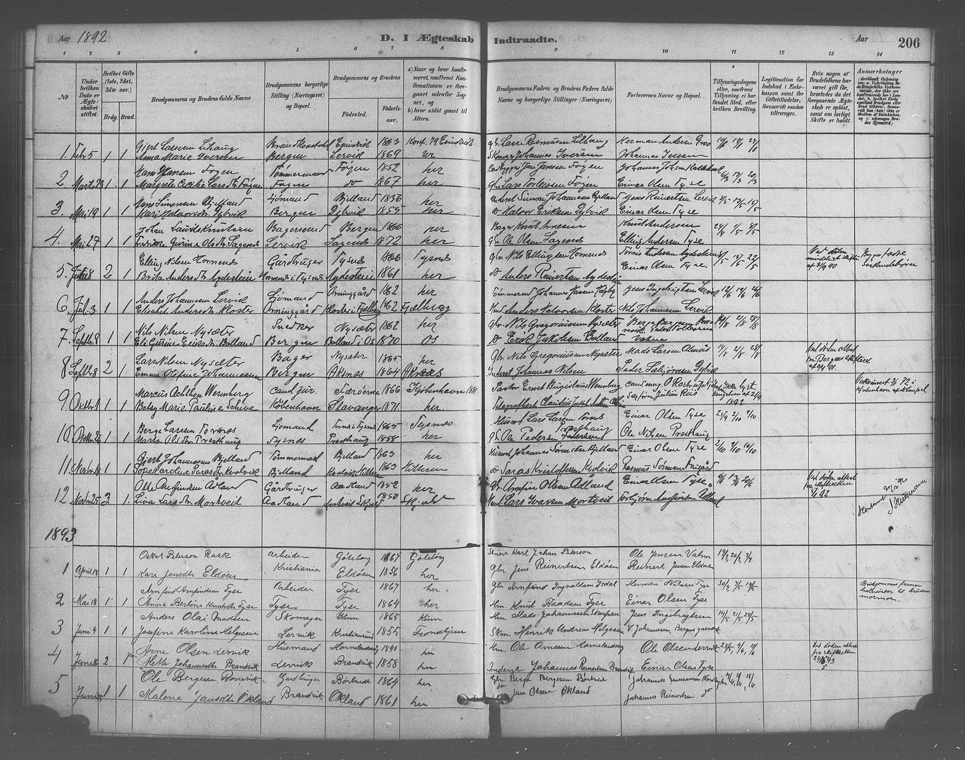 Stord sokneprestembete, AV/SAB-A-78201/H/Hab: Parish register (copy) no. A 2, 1879-1909, p. 206