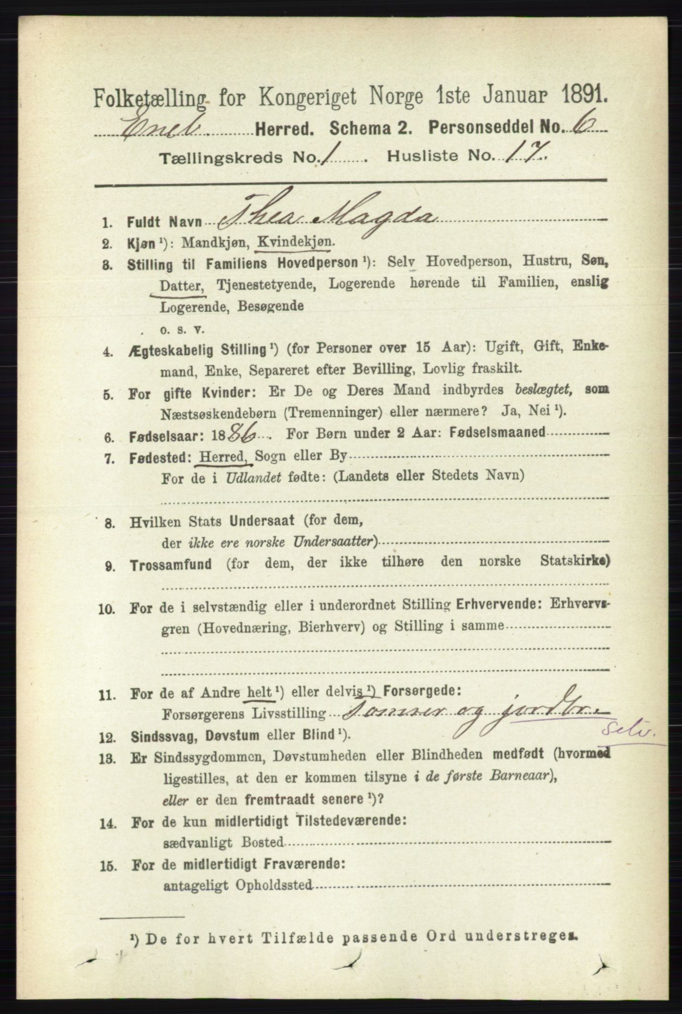 RA, 1891 census for 0229 Enebakk, 1891, p. 216