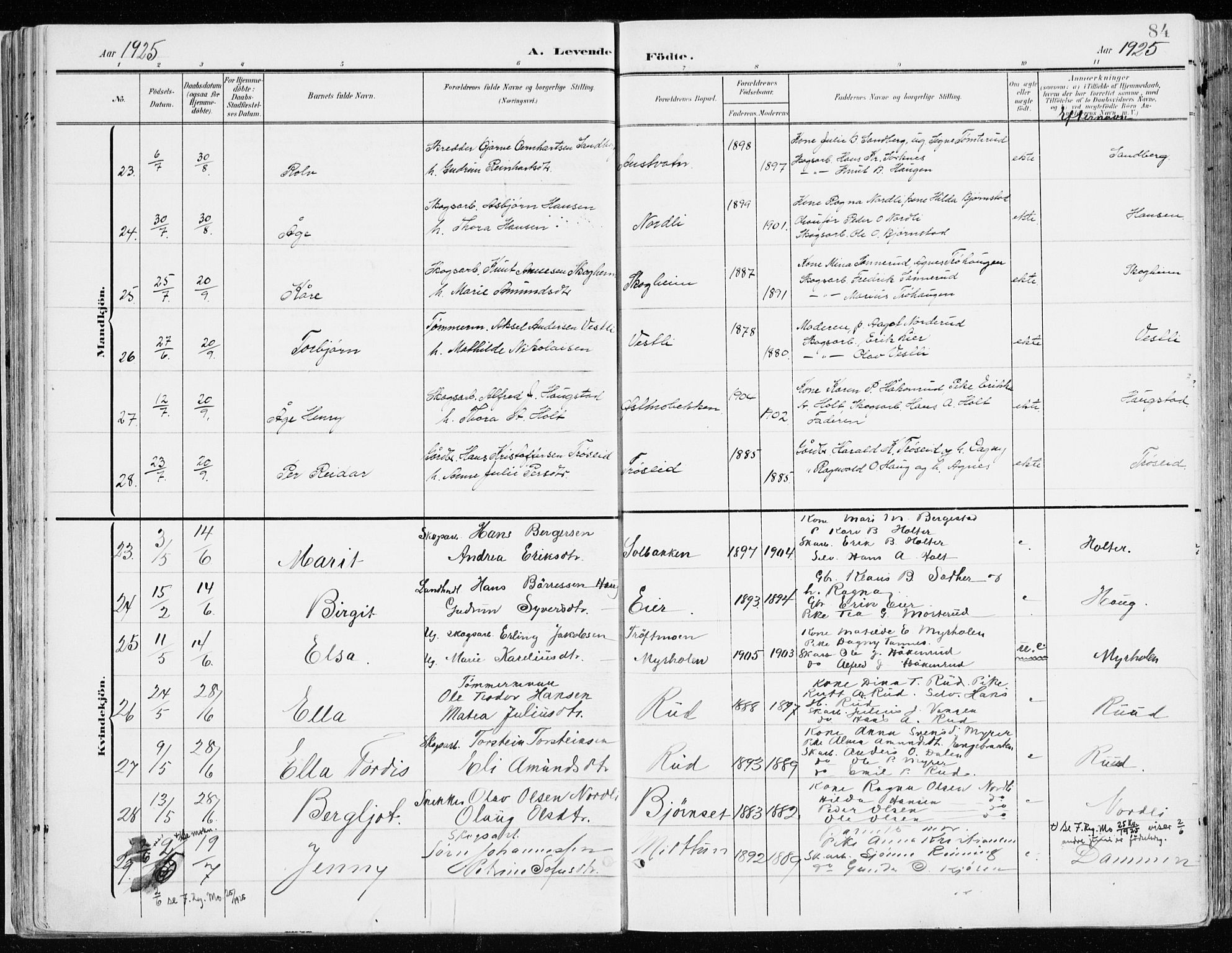 Nord-Odal prestekontor, AV/SAH-PREST-032/H/Ha/Haa/L0009: Parish register (official) no. 9, 1902-1926, p. 84