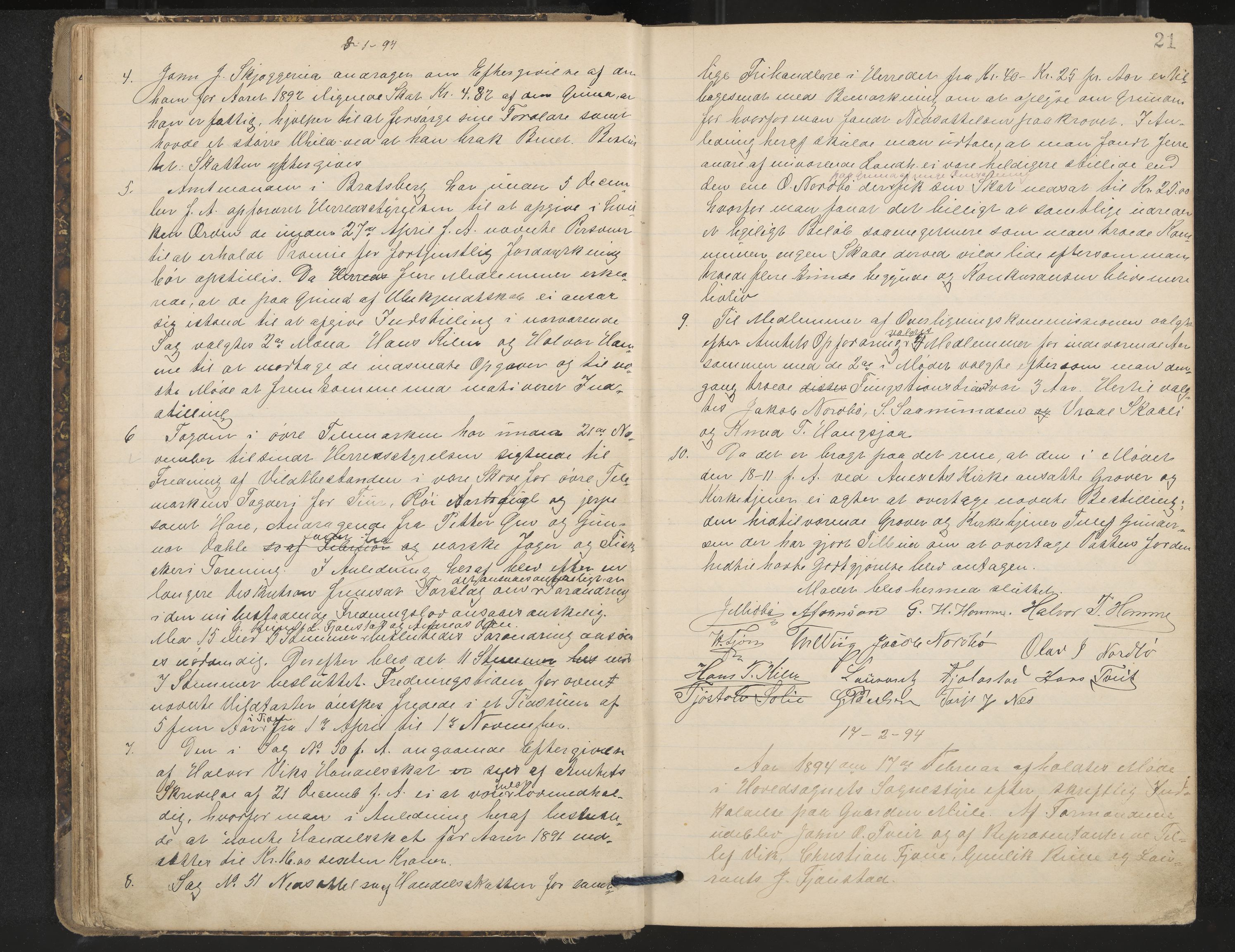 Nissedal formannskap og sentraladministrasjon, IKAK/0830021-1/A/L0003: Møtebok, 1892-1904, p. 21