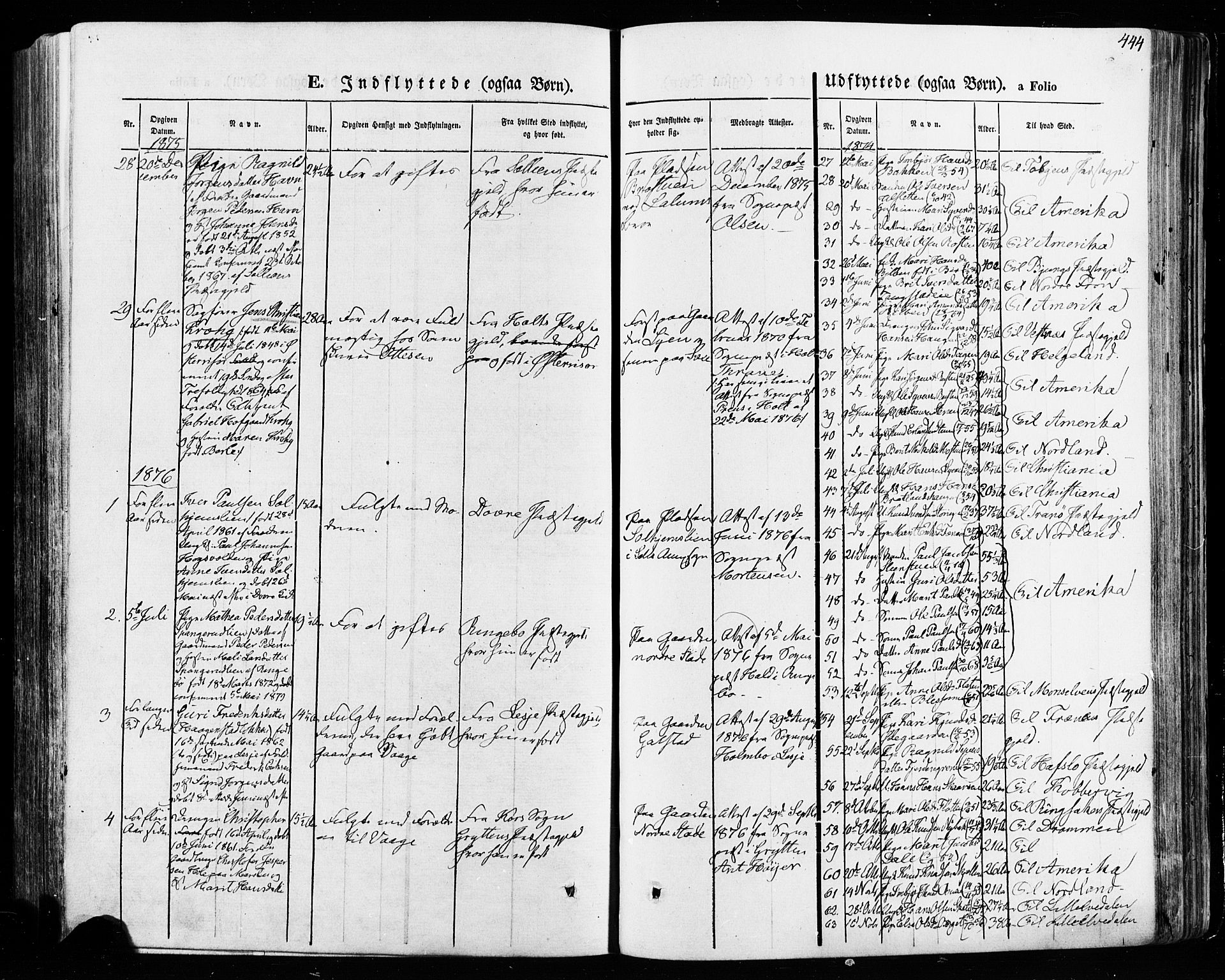 Vågå prestekontor, SAH/PREST-076/H/Ha/Haa/L0007: Parish register (official) no. 7 /1, 1872-1886, p. 444