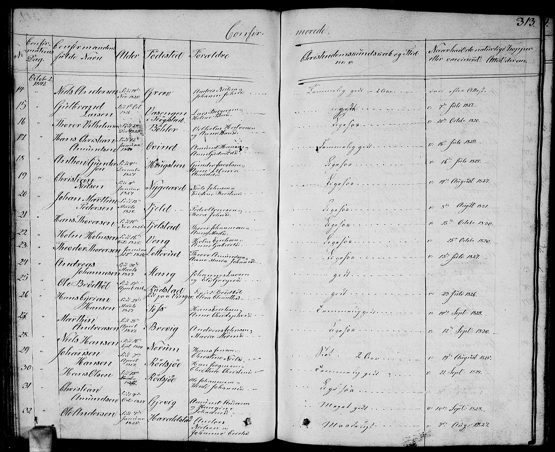 Enebakk prestekontor Kirkebøker, SAO/A-10171c/G/Ga/L0003: Parish register (copy) no. I 3, 1833-1849, p. 313